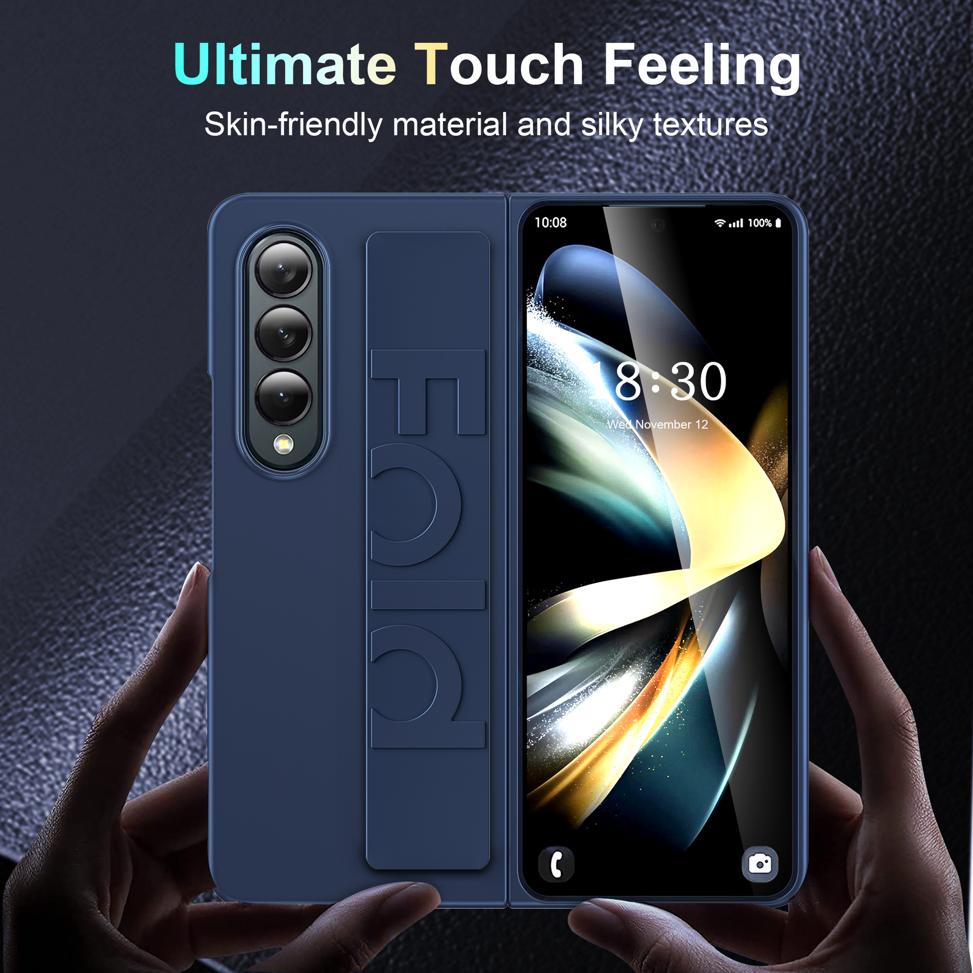 Compatible with Samsung Z Fold8 Ultra phone case, 7/6/5 elastic wrist strap, 4/3 folding screen drop protection case