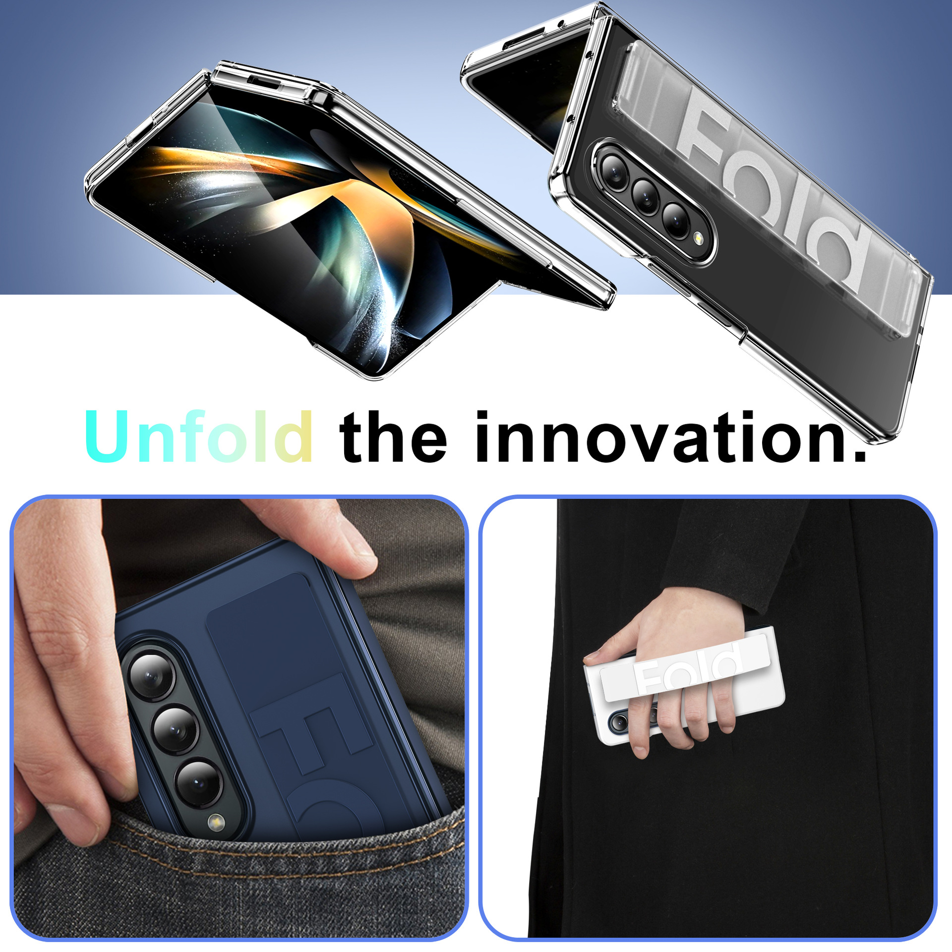 Compatible with Samsung Z Fold8 Ultra phone case, 7/6/5 elastic wrist strap, 4/3 folding screen drop protection case
