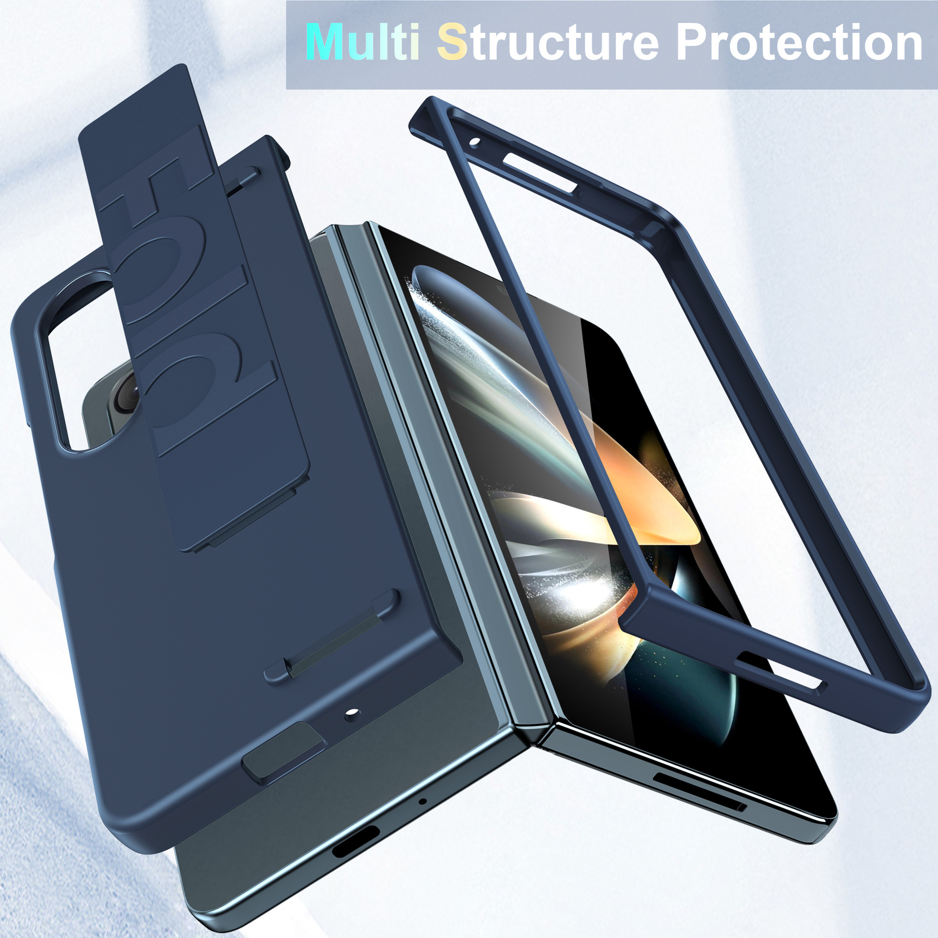 Compatible with Samsung Z Fold8 Ultra phone case, 7/6/5 elastic wrist strap, 4/3 folding screen drop protection case