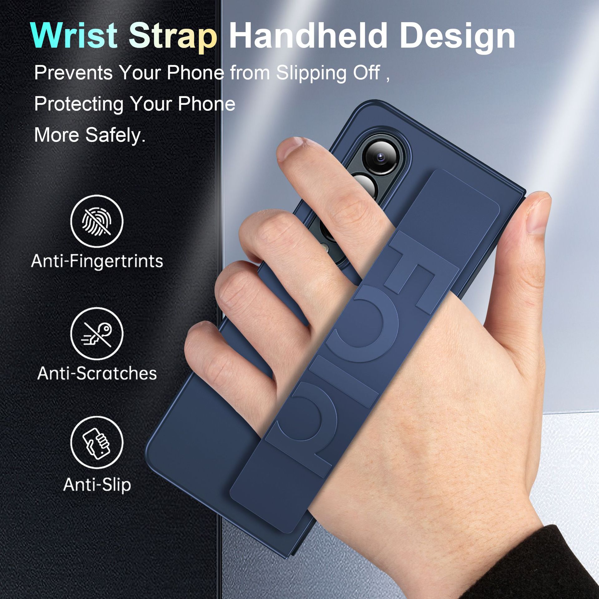 Compatible with Samsung Z Fold8 Ultra phone case, 7/6/5 elastic wrist strap, 4/3 folding screen drop protection case