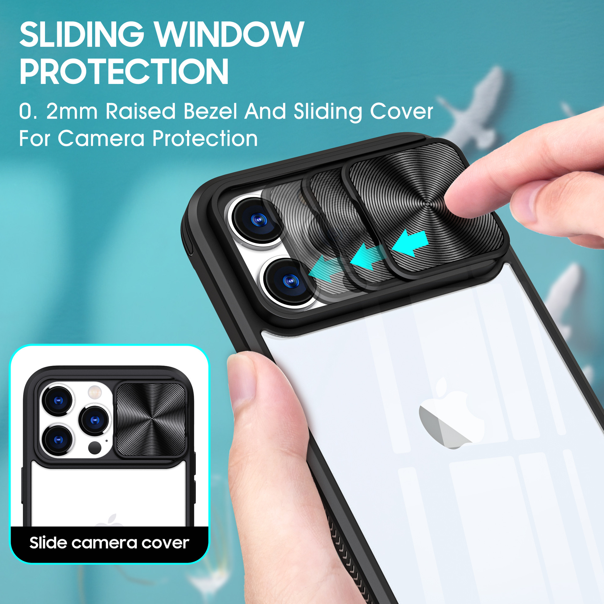 Compatible with Apple 16 Pro Max phone case 15P Superb Armor 14/13 Pro sliding lens MAX protective case