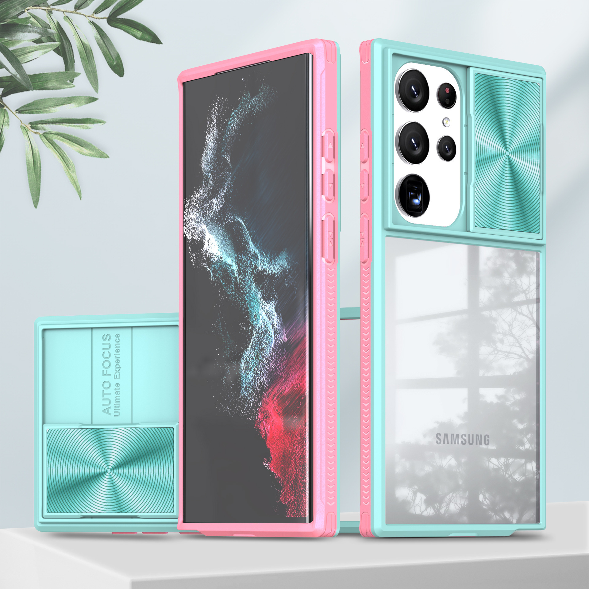 Compatible with Samsung S25 Ultra phone case A36/56 transparent sliding window 24plus color blocking 23U shockproof protective case