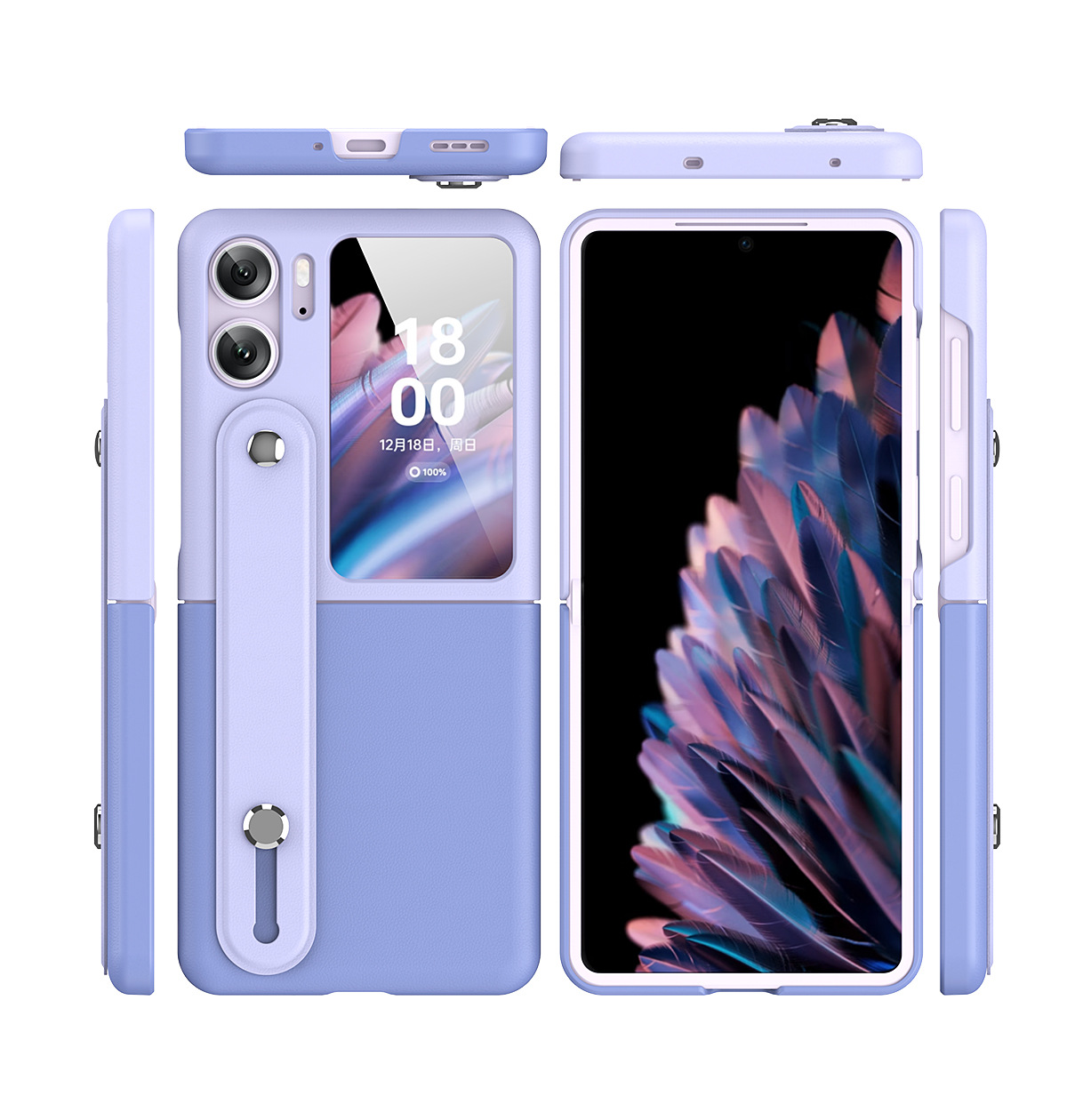 Compatible with OPPO Find N3 Flip phone case and N2 Flip folding stylish color-blocked wristband stand protective case