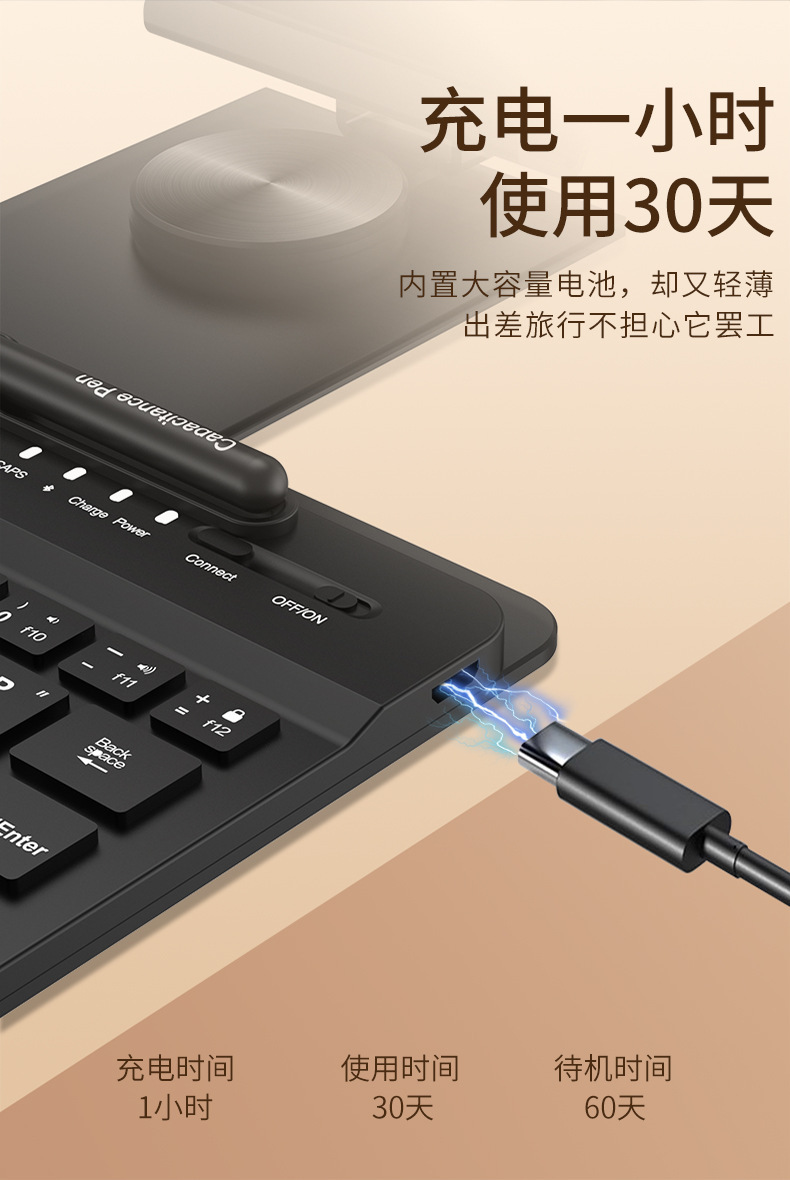 Suitable for foldable screen phones and tablets, lazy stand, wireless keyboard, Bluetooth mouse, metal 360-degree rotating magnetic attachment