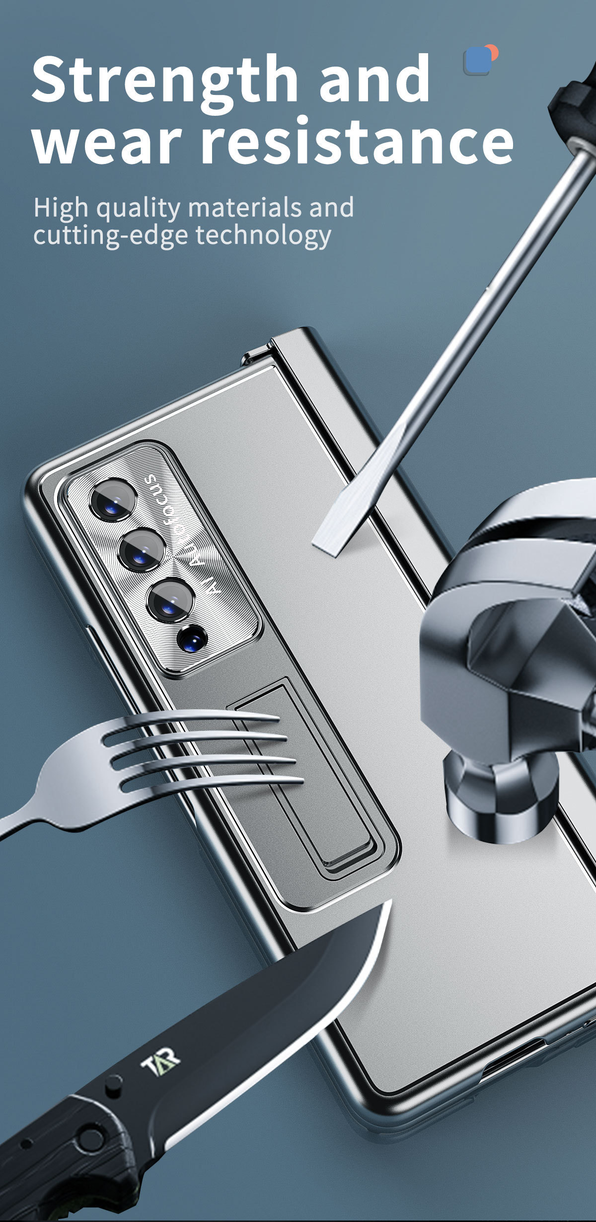 Compatible with Samsung Z Fold7/6/5 phone case, 4/3 aluminum alloy, dual hinge, with S Pen stylus protective case.