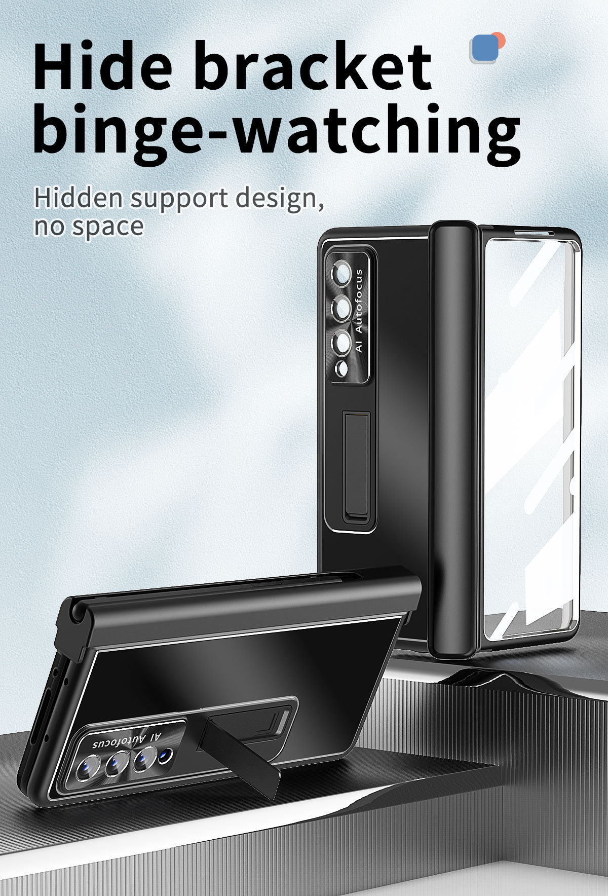 Compatible with Samsung Z Fold7/6/5 phone case, 4/3 aluminum alloy, dual hinge, with S Pen stylus protective case.