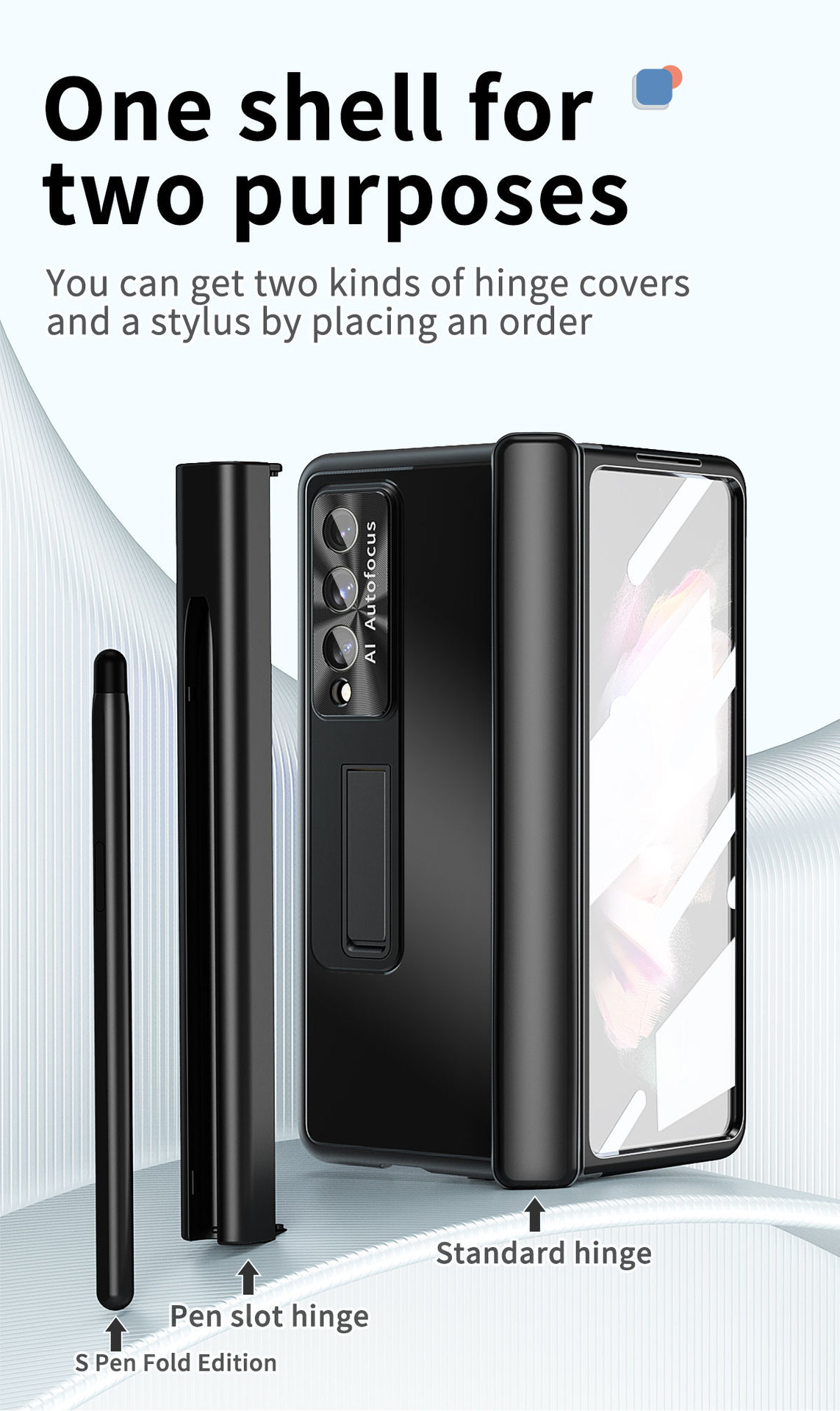 Compatible with Samsung Z Fold7/6/5 phone case, 4/3 aluminum alloy, dual hinge, with S Pen stylus protective case.