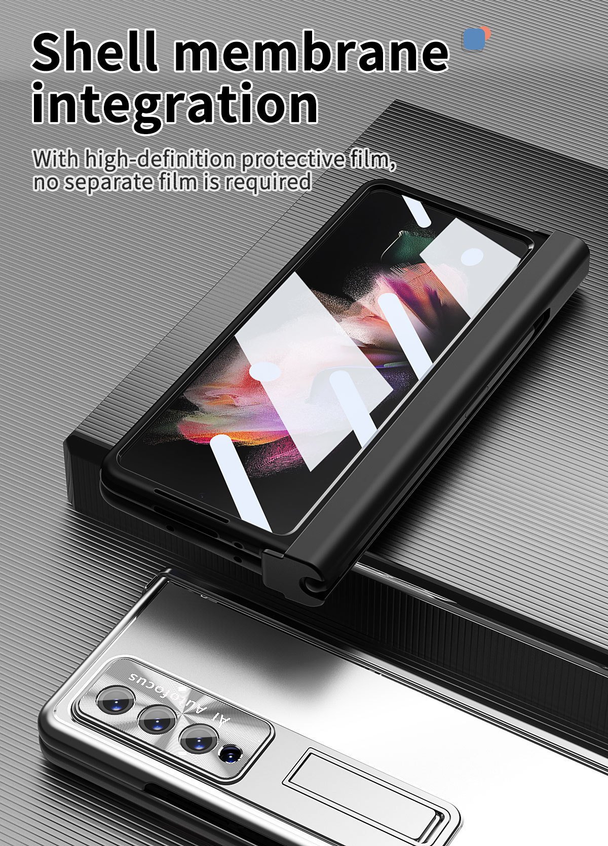Compatible with Samsung Z Fold7/6/5 phone case, 4/3 aluminum alloy, dual hinge, with S Pen stylus protective case.