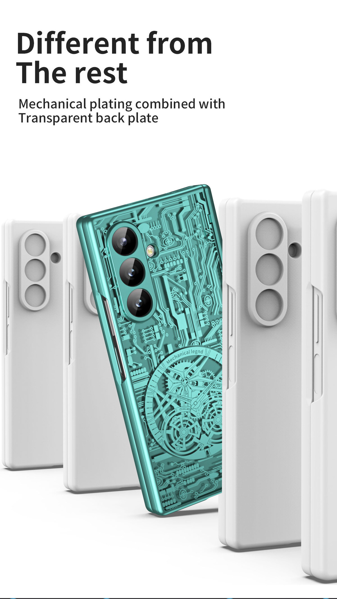 Compatible with Samsung Z Fold8/7/6 phone case, 5/4 electroplated mechanical gear shell film, full-coverage folding screen protective case