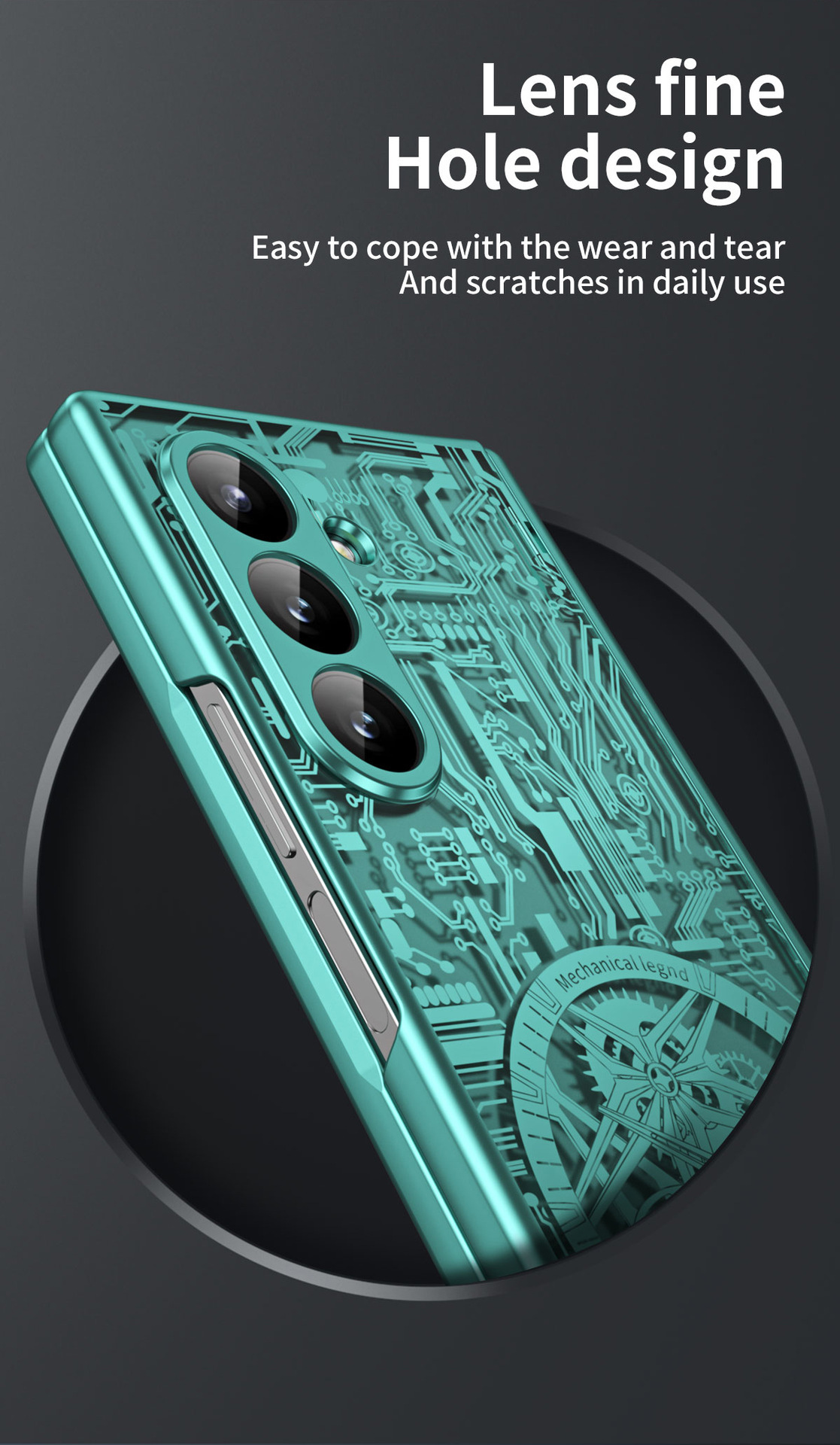 Compatible with Samsung Z Fold8/7/6 phone case, 5/4 electroplated mechanical gear shell film, full-coverage folding screen protective case