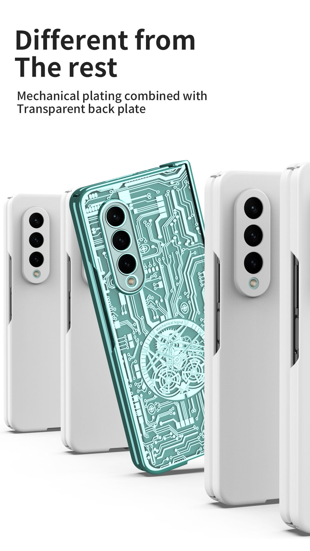 Compatible with Samsung Z Fold8/7/6 phone case, 5/4 electroplated mechanical gear shell film, full-coverage folding screen protective case