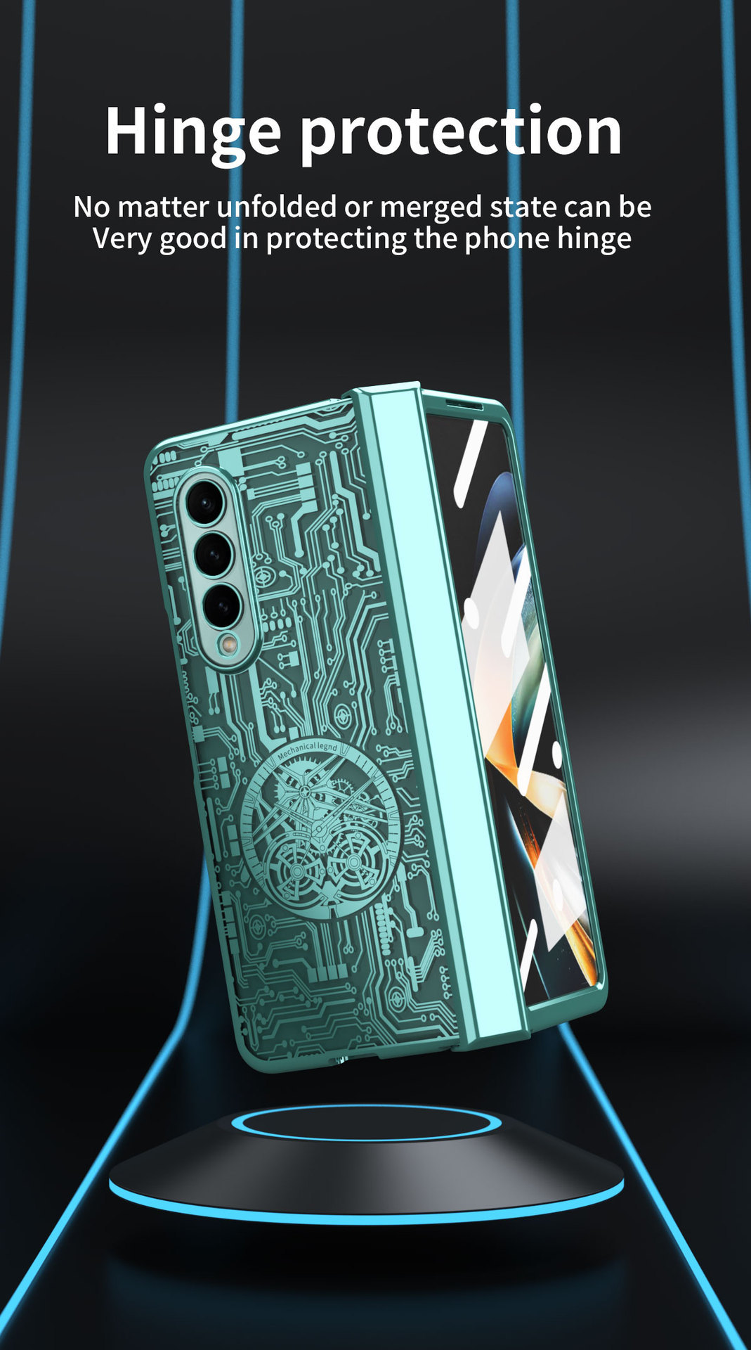 Compatible with Samsung Z Fold8/7/6 phone case, 5/4 electroplated mechanical gear shell film, full-coverage folding screen protective case