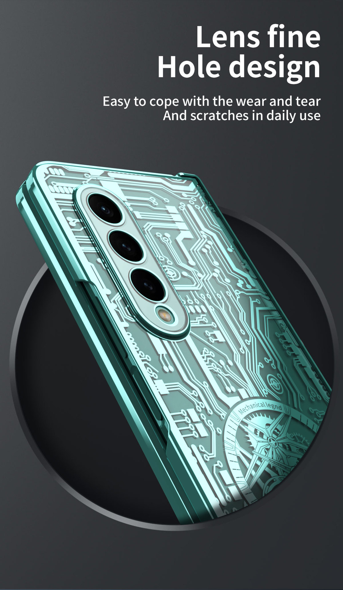 Compatible with Samsung Z Fold8/7/6 phone case, 5/4 electroplated mechanical gear shell film, full-coverage folding screen protective case