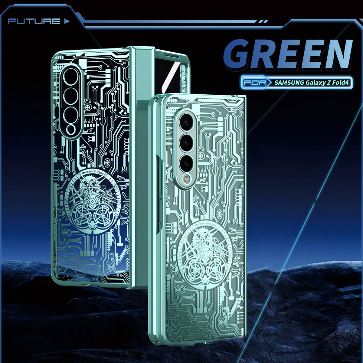 Compatible with Samsung Z Fold8/7/6 phone case, 5/4 electroplated mechanical gear shell film, full-coverage folding screen protective case
