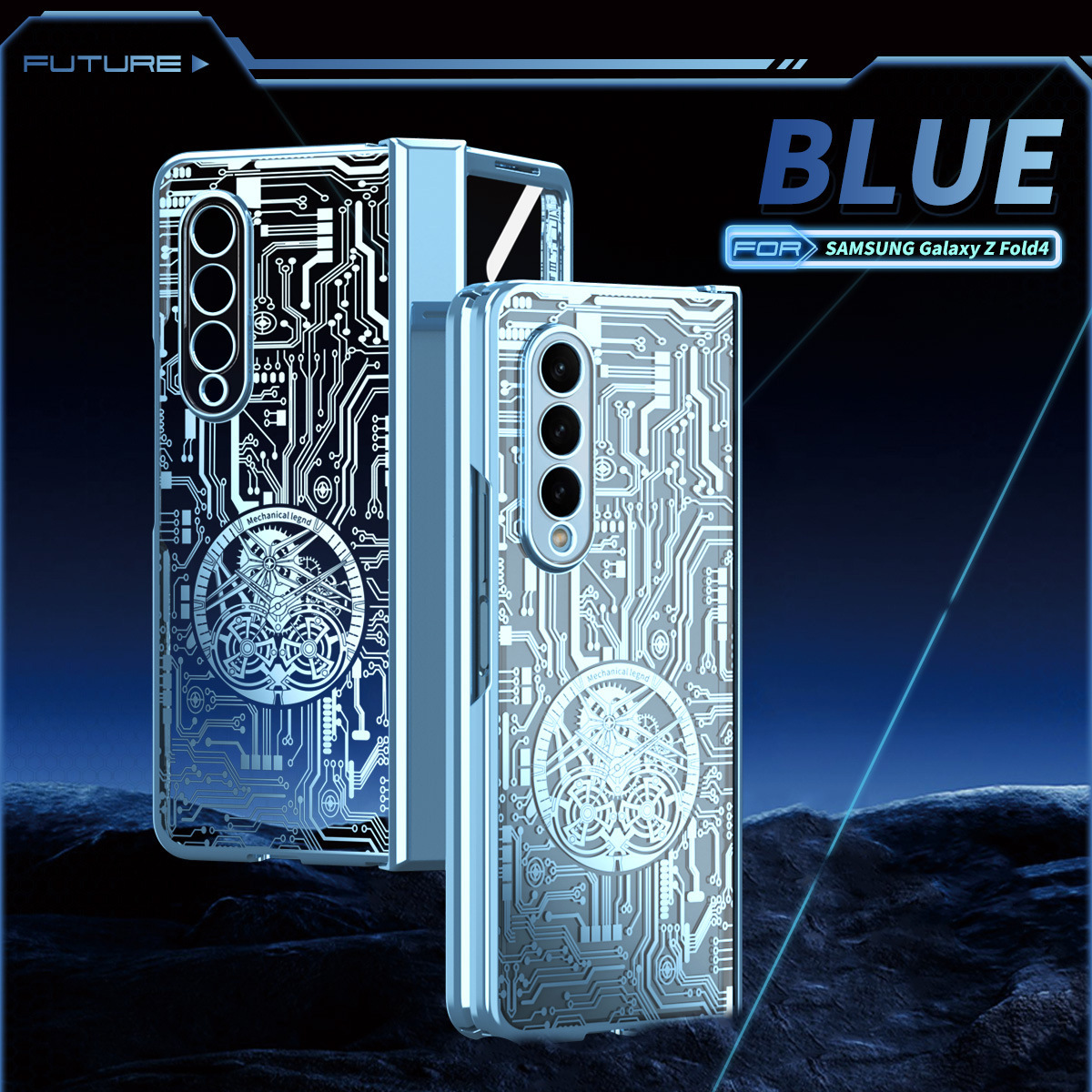 Compatible with Samsung Z Fold8/7/6 phone case, 5/4 electroplated mechanical gear shell film, full-coverage folding screen protective case