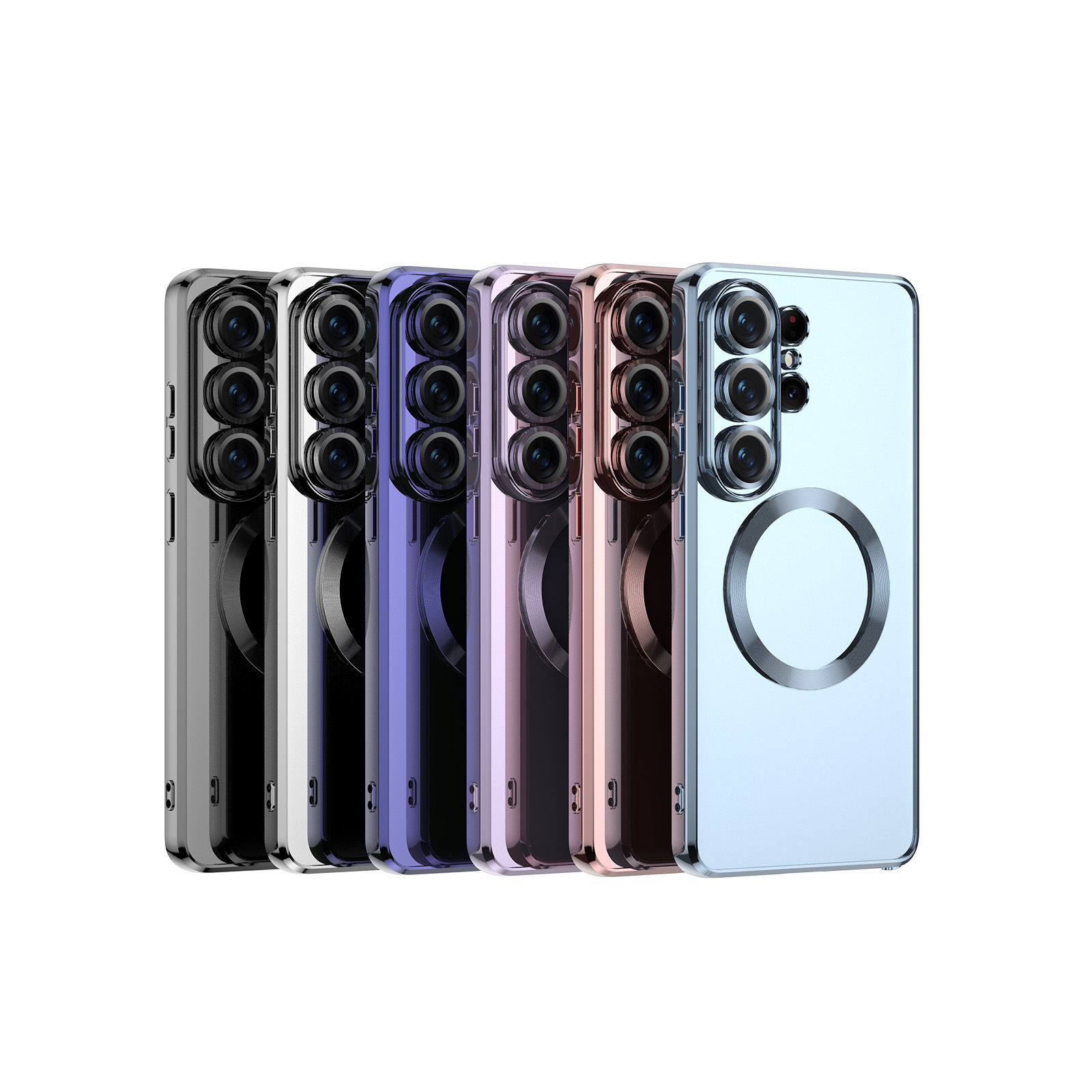 Compatible with Samsung S26 Ultra phone case, electroplated, S25 Plus magnetic wireless charging lens film, full-coverage TPU soft case