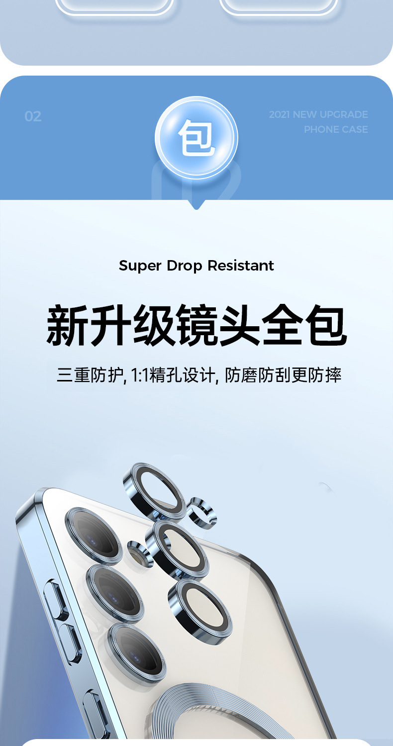 Compatible with Samsung S26 Ultra phone case, electroplated, S25 Plus magnetic wireless charging lens film, full-coverage TPU soft case