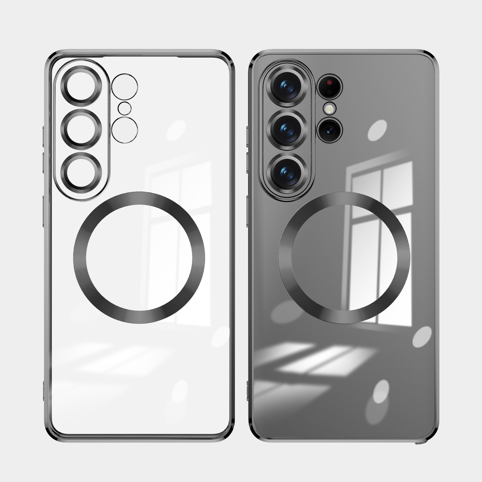 Compatible with Samsung S26 Ultra phone case, electroplated, S25 Plus magnetic wireless charging lens film, full-coverage TPU soft case