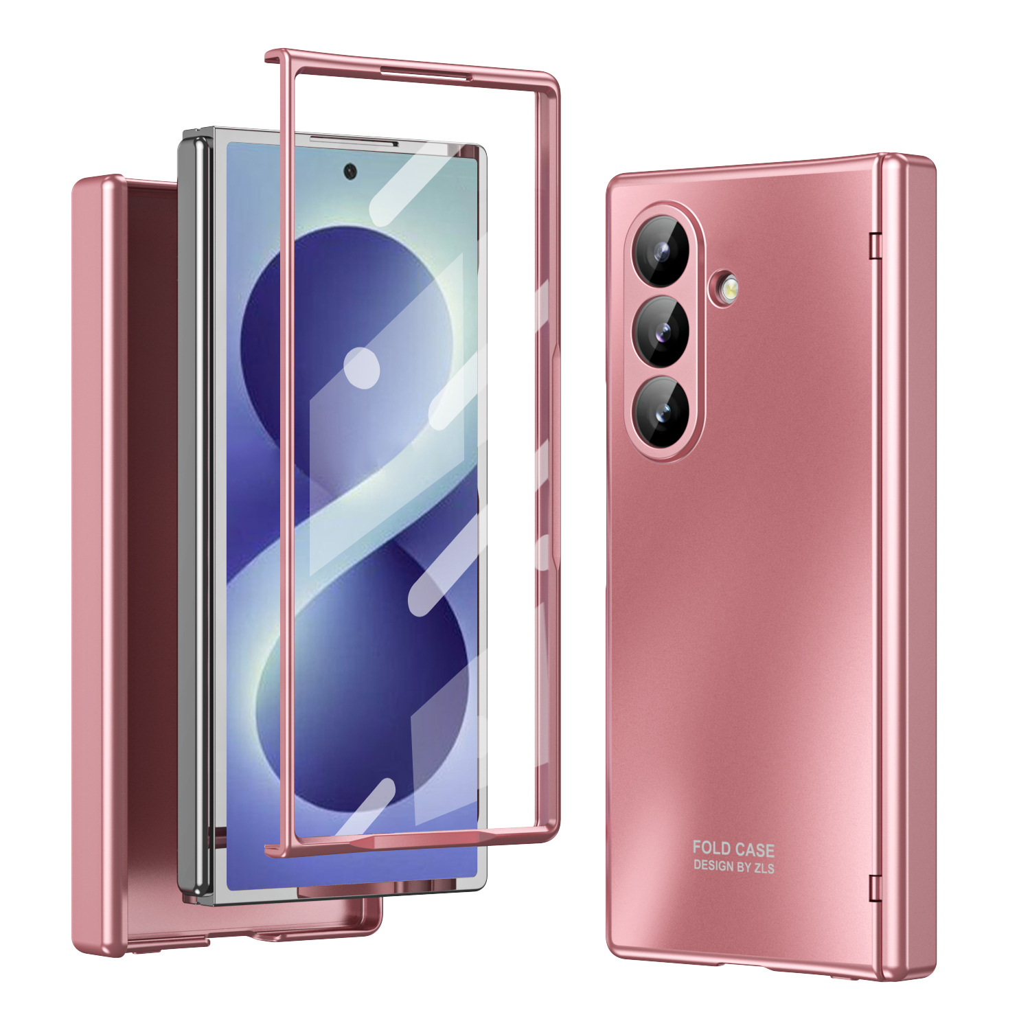 Compatible with Samsung Z Fold8/7/6 phone cases, 5/4/3 case films, electroplated hinge, full-coverage folding screen protective cases.