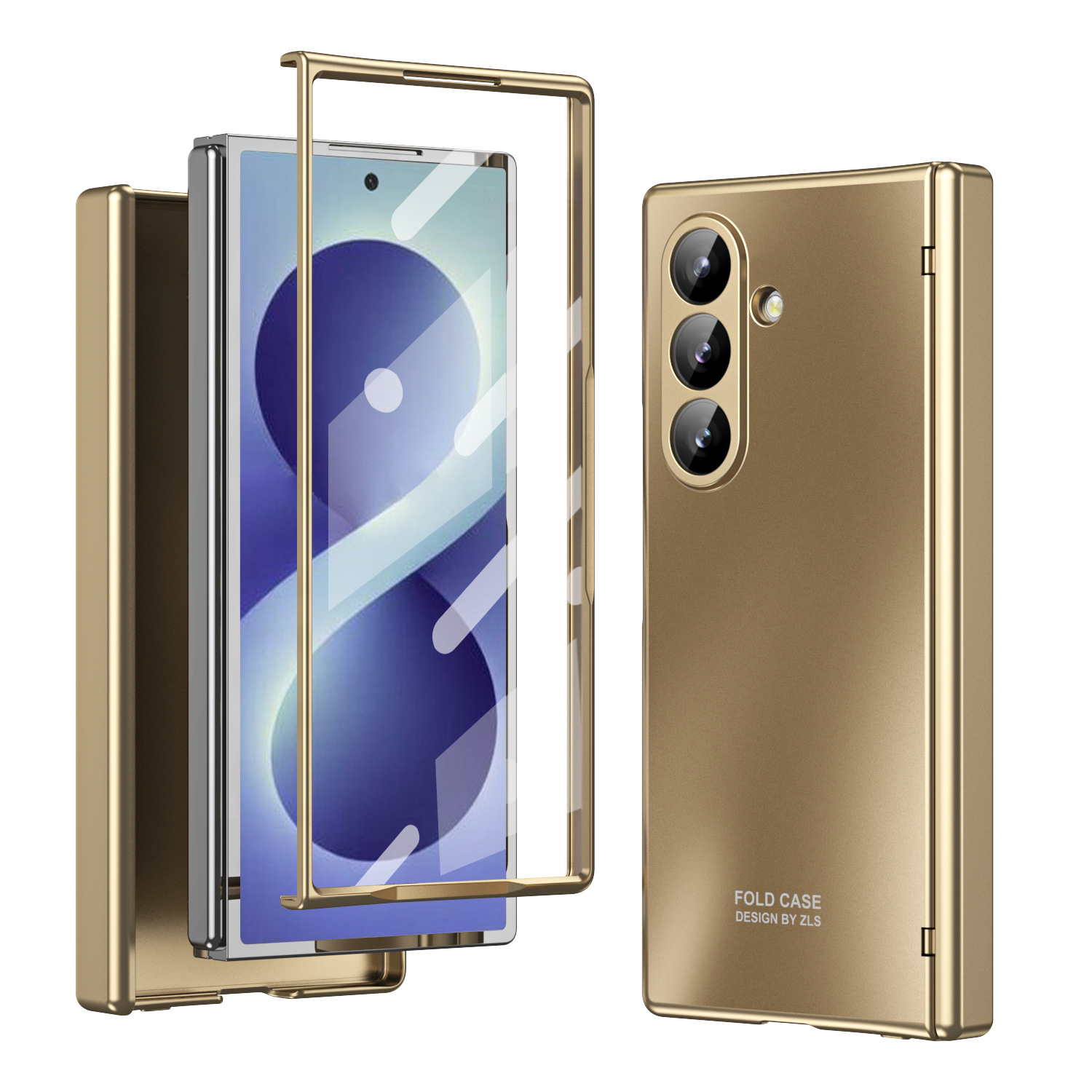 Compatible with Samsung Z Fold8/7/6 phone cases, 5/4/3 case films, electroplated hinge, full-coverage folding screen protective cases.