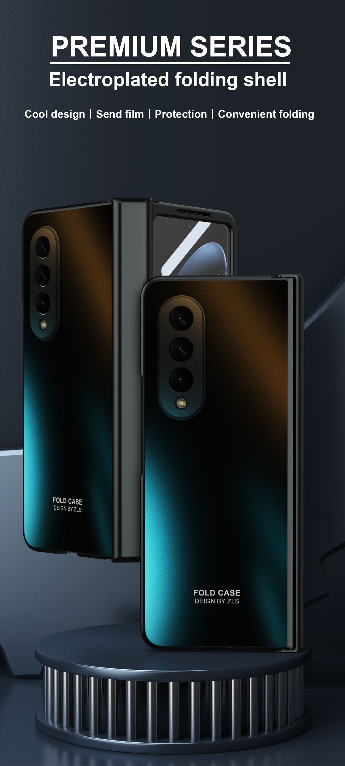 Compatible with Samsung Z Fold8/7/6 phone cases, 5/4/3 case films, electroplated hinge, full-coverage folding screen protective cases.