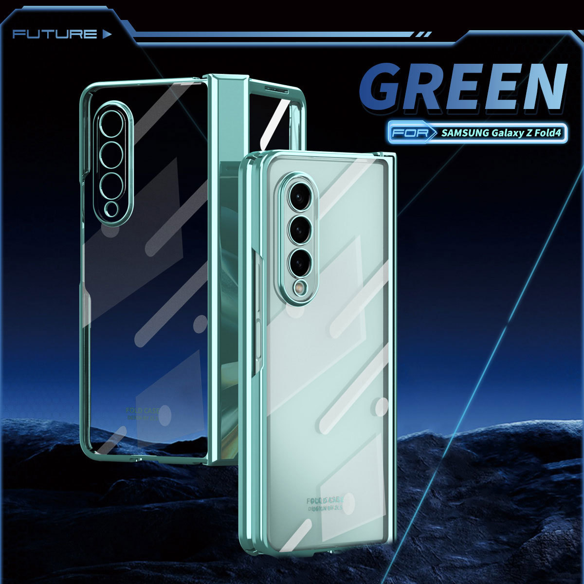 Compatible with Samsung Z Fold5/4 phone case, foldable screen Fold3 transparent electroplated case film hinge full-coverage protective case