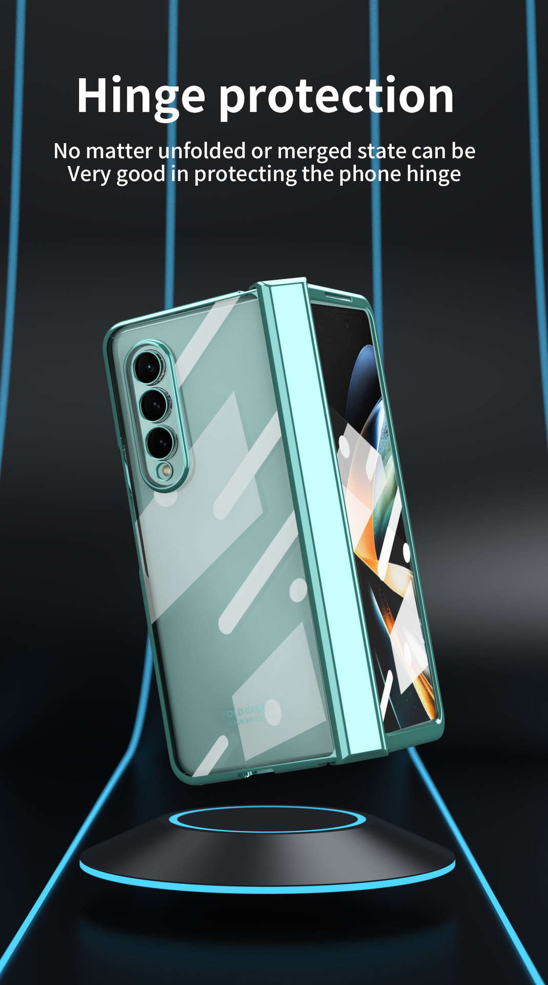 Compatible with Samsung Z Fold5/4 phone case, foldable screen Fold3 transparent electroplated case film hinge full-coverage protective case