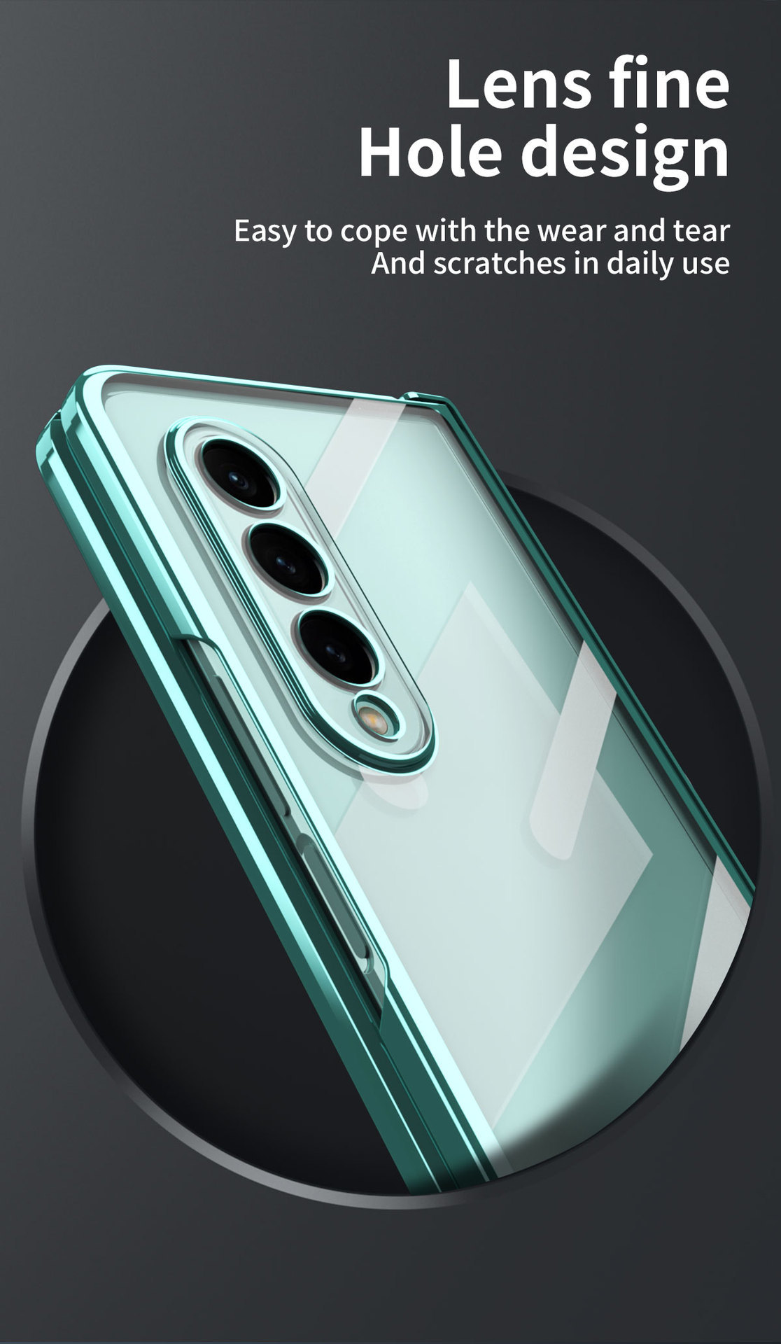 Compatible with Samsung Z Fold5/4 phone case, foldable screen Fold3 transparent electroplated case film hinge full-coverage protective case