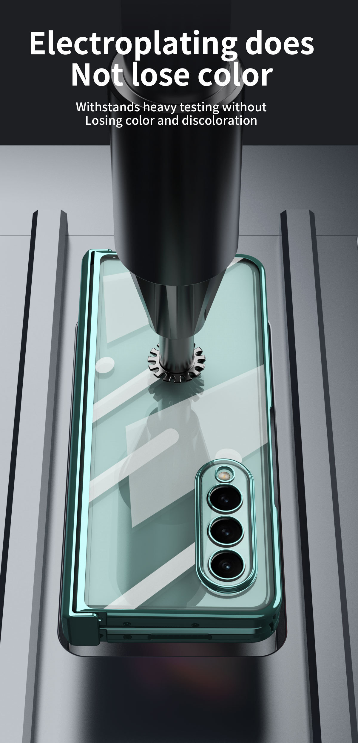 Compatible with Samsung Z Fold5/4 phone case, foldable screen Fold3 transparent electroplated case film hinge full-coverage protective case