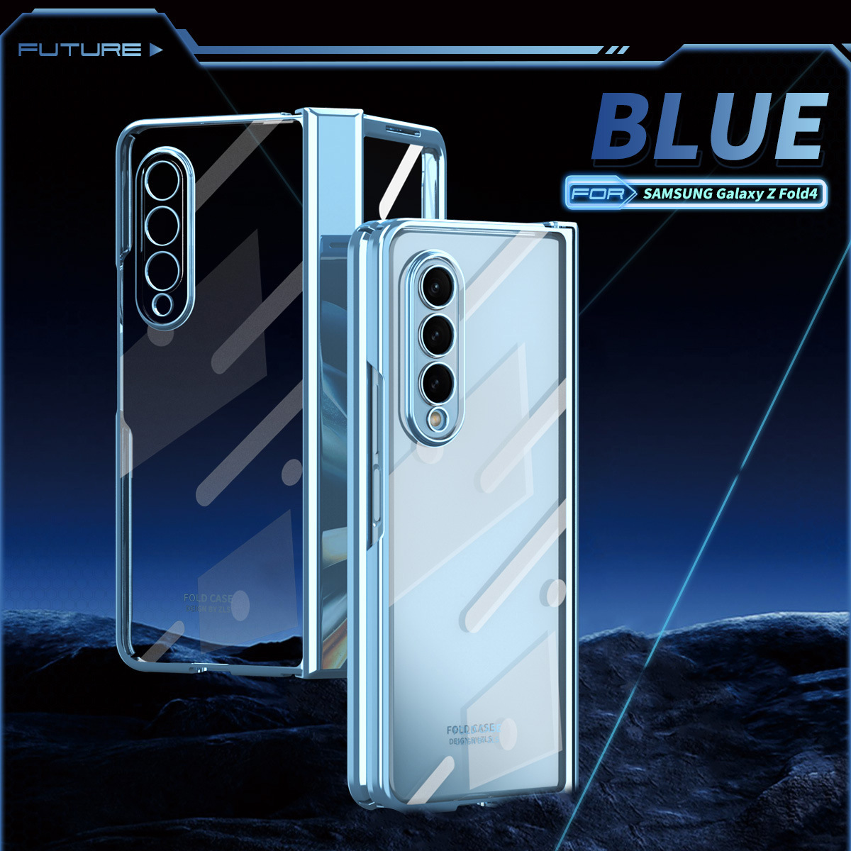 Compatible with Samsung Z Fold5/4 phone case, foldable screen Fold3 transparent electroplated case film hinge full-coverage protective case