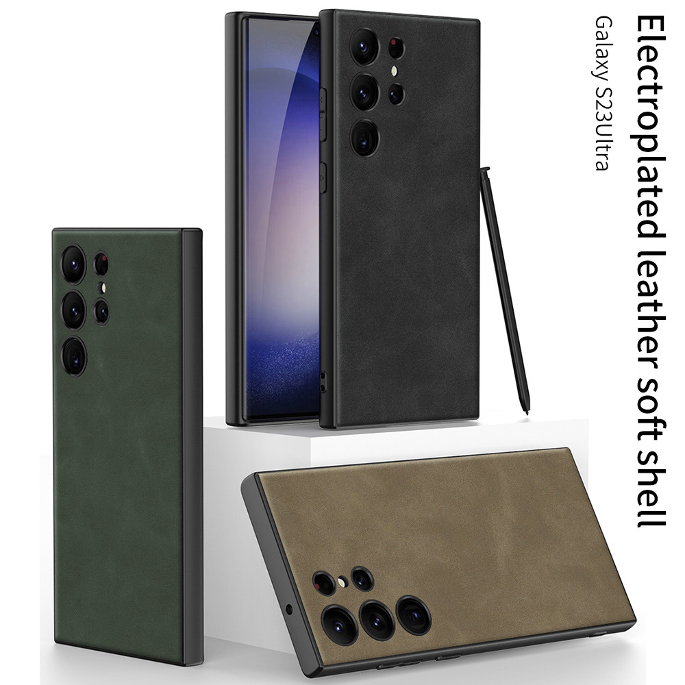 Compatible with Samsung S25 Ultra phone case, frosted leather, S24 Plus ultra-thin skin-feel full-coverage protective case.