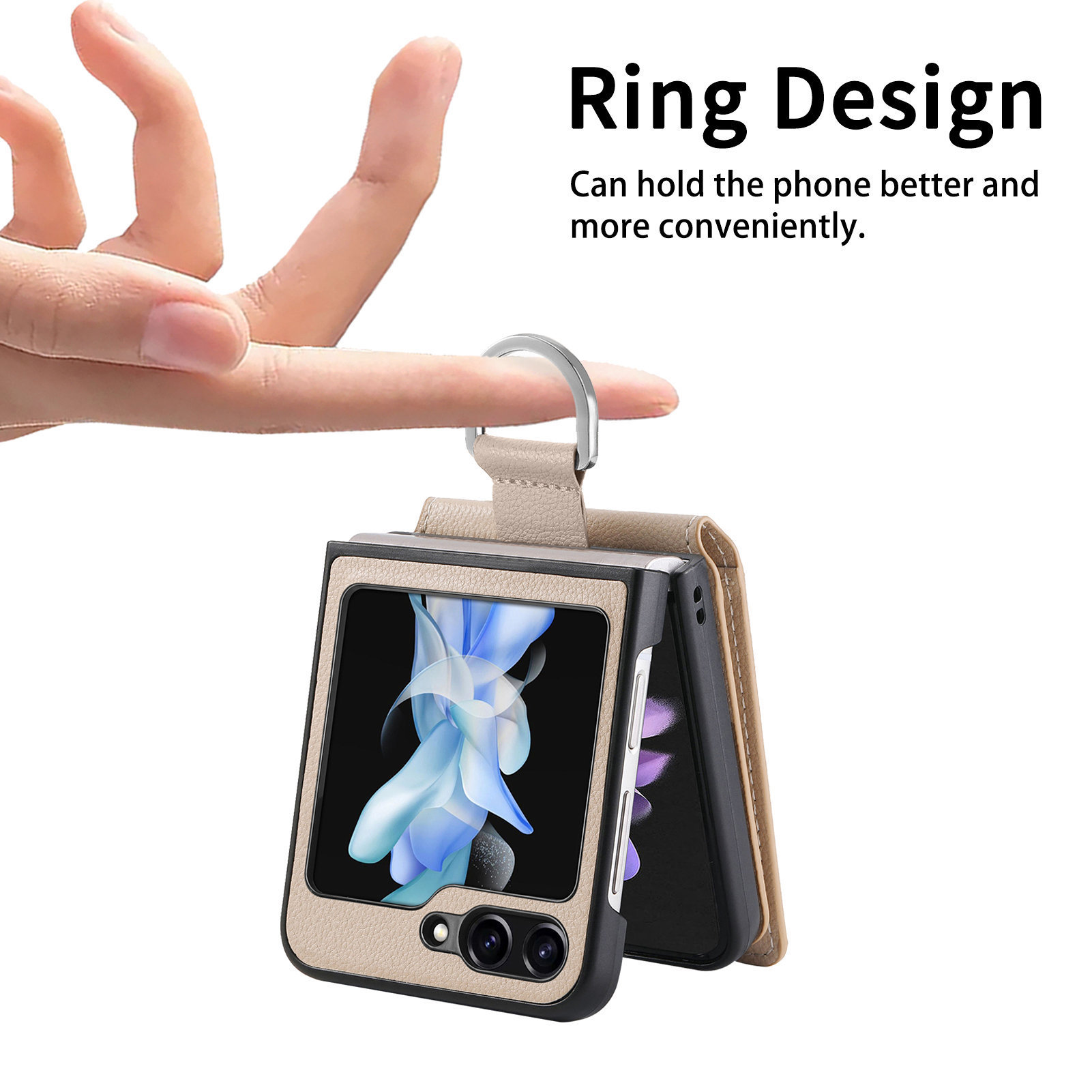Compatible with Samsung Z Flip 8/7 phone case, 6/5 ring card holder, 4/3 folding screen, drop-proof protective case