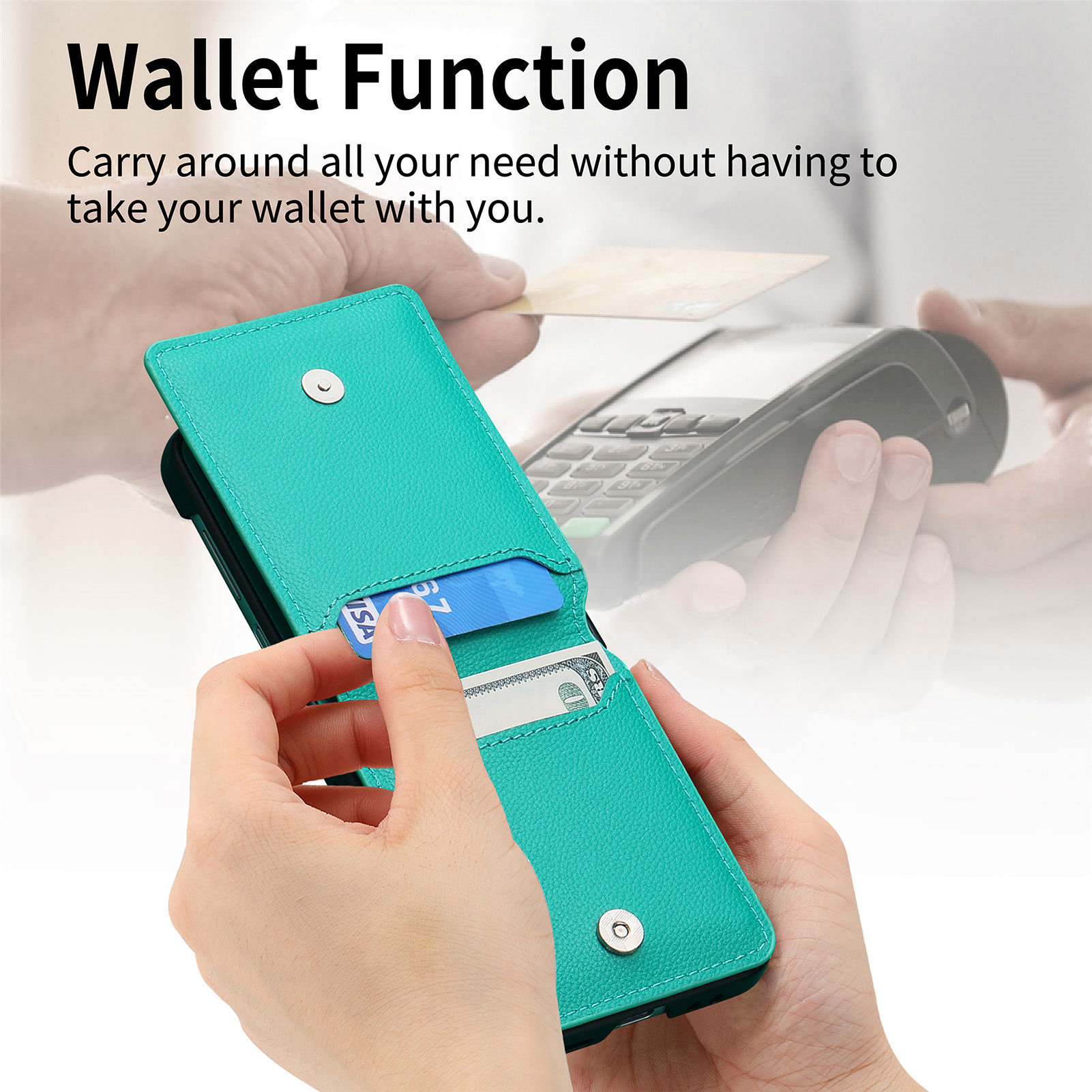 Compatible with Samsung Z Flip 8/7 phone case, 6/5 ring card holder, 4/3 folding screen, drop-proof protective case