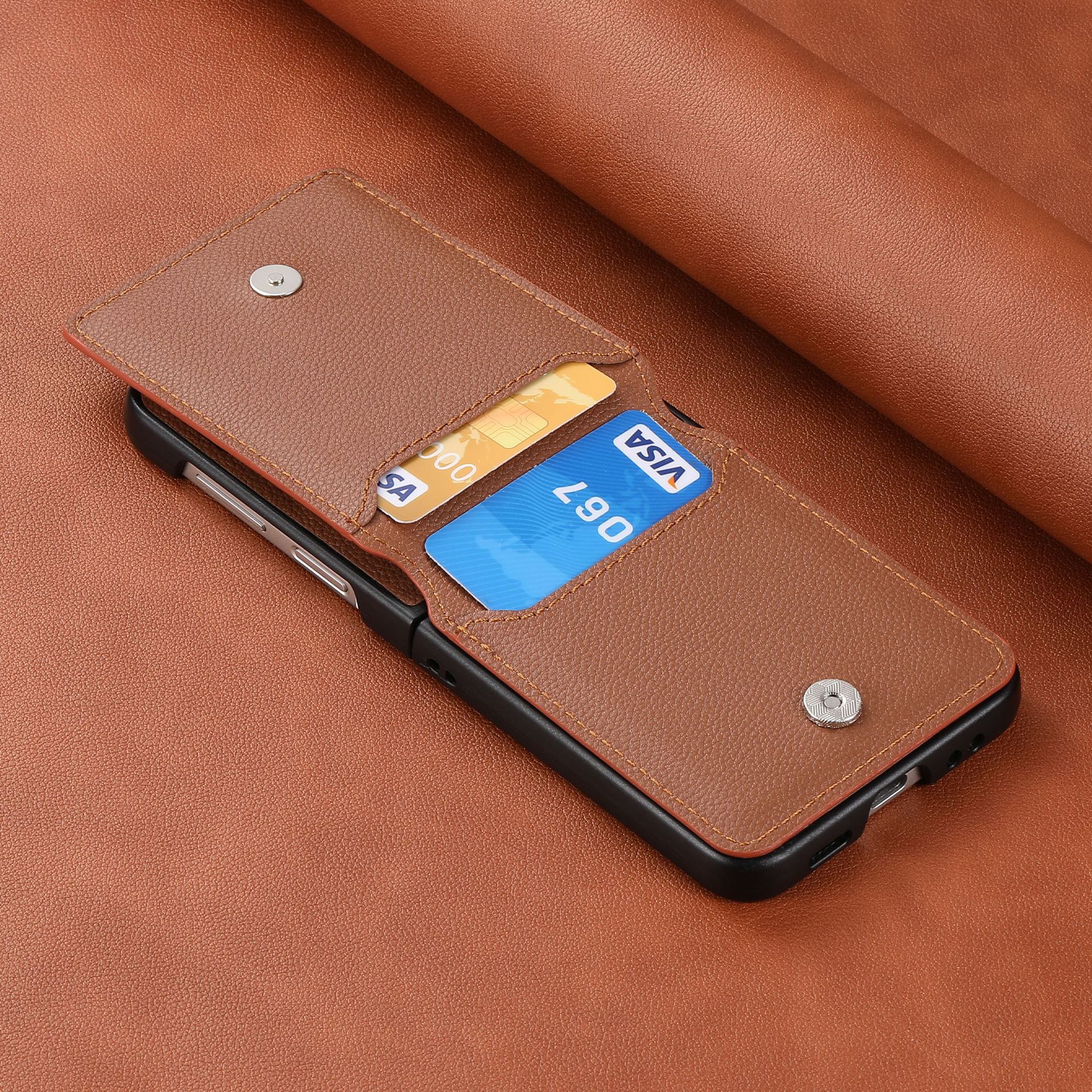 Compatible with Samsung Z Flip 8/7 phone case, 6/5 ring card holder, 4/3 folding screen, drop-proof protective case