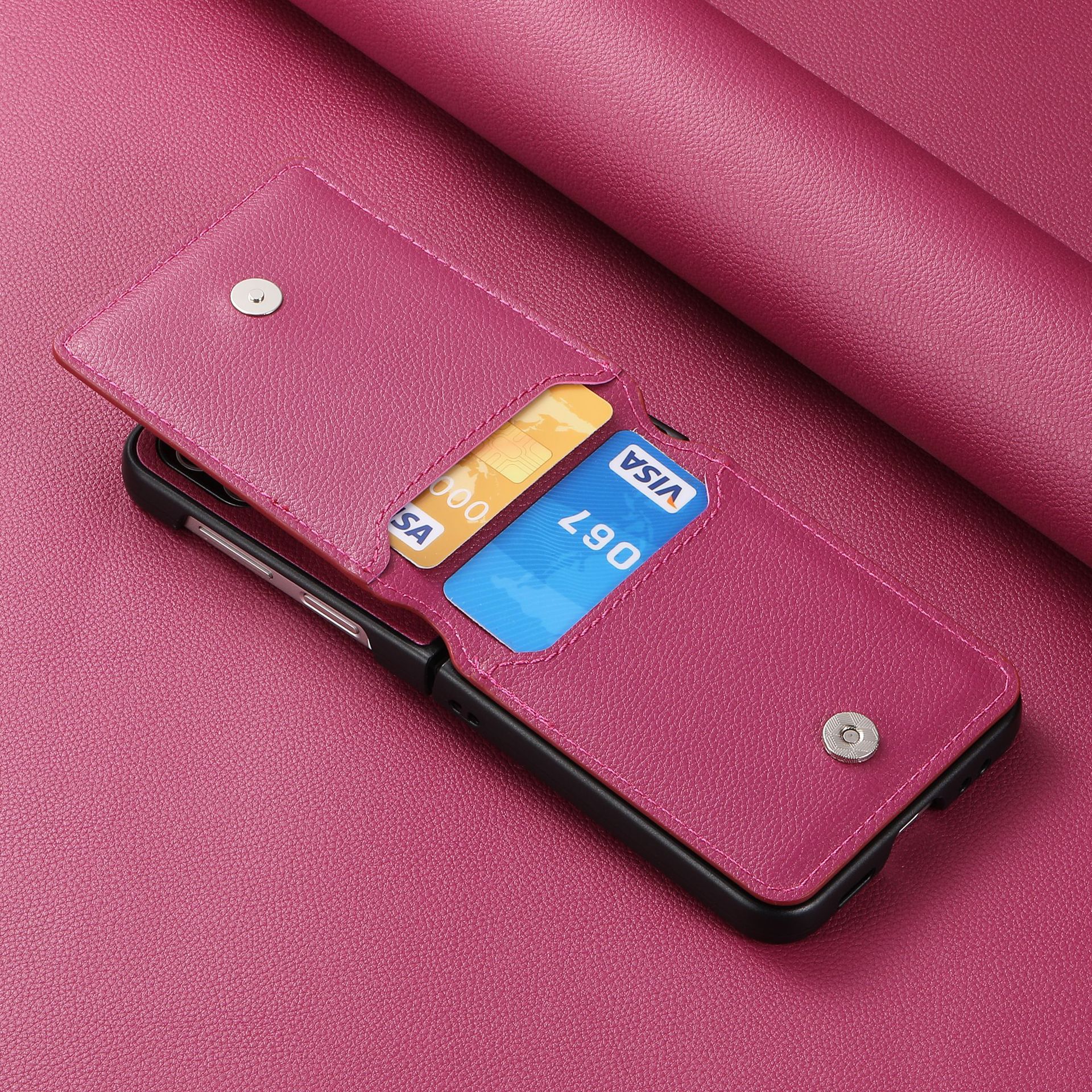 Compatible with Samsung Z Flip 8/7 phone case, 6/5 ring card holder, 4/3 folding screen, drop-proof protective case