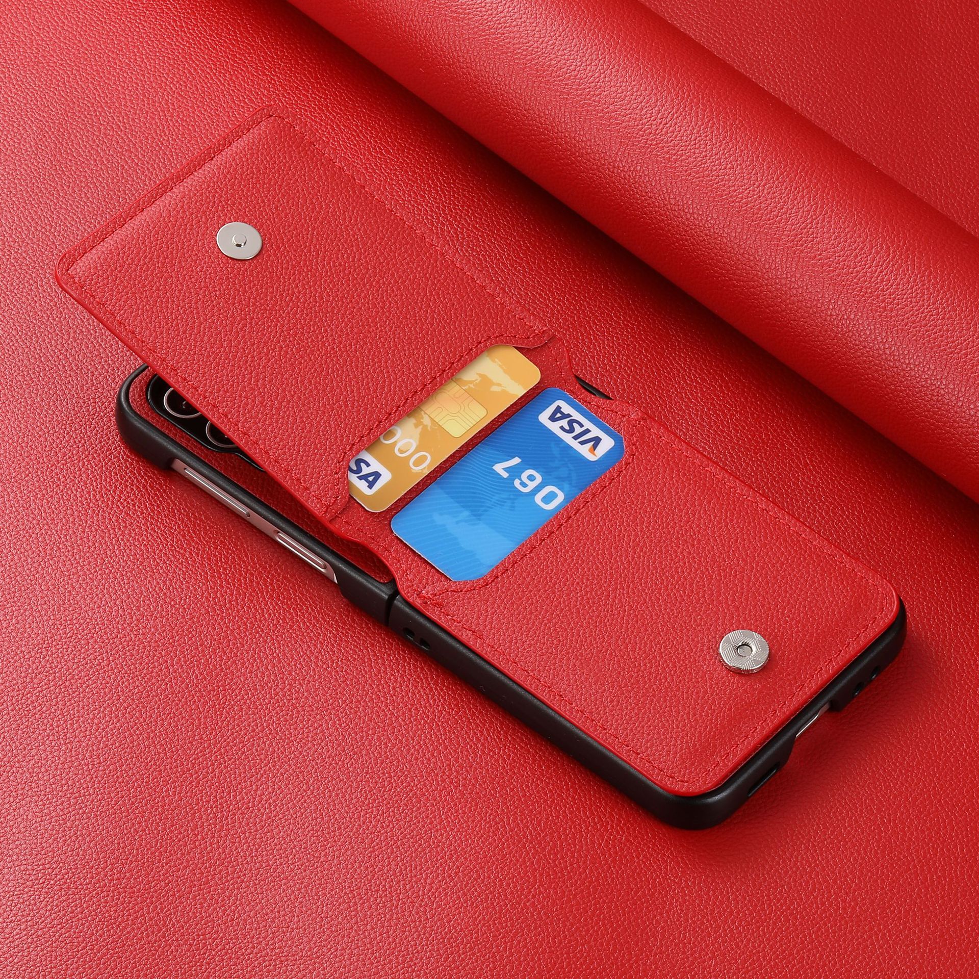 Compatible with Samsung Z Flip 8/7 phone case, 6/5 ring card holder, 4/3 folding screen, drop-proof protective case