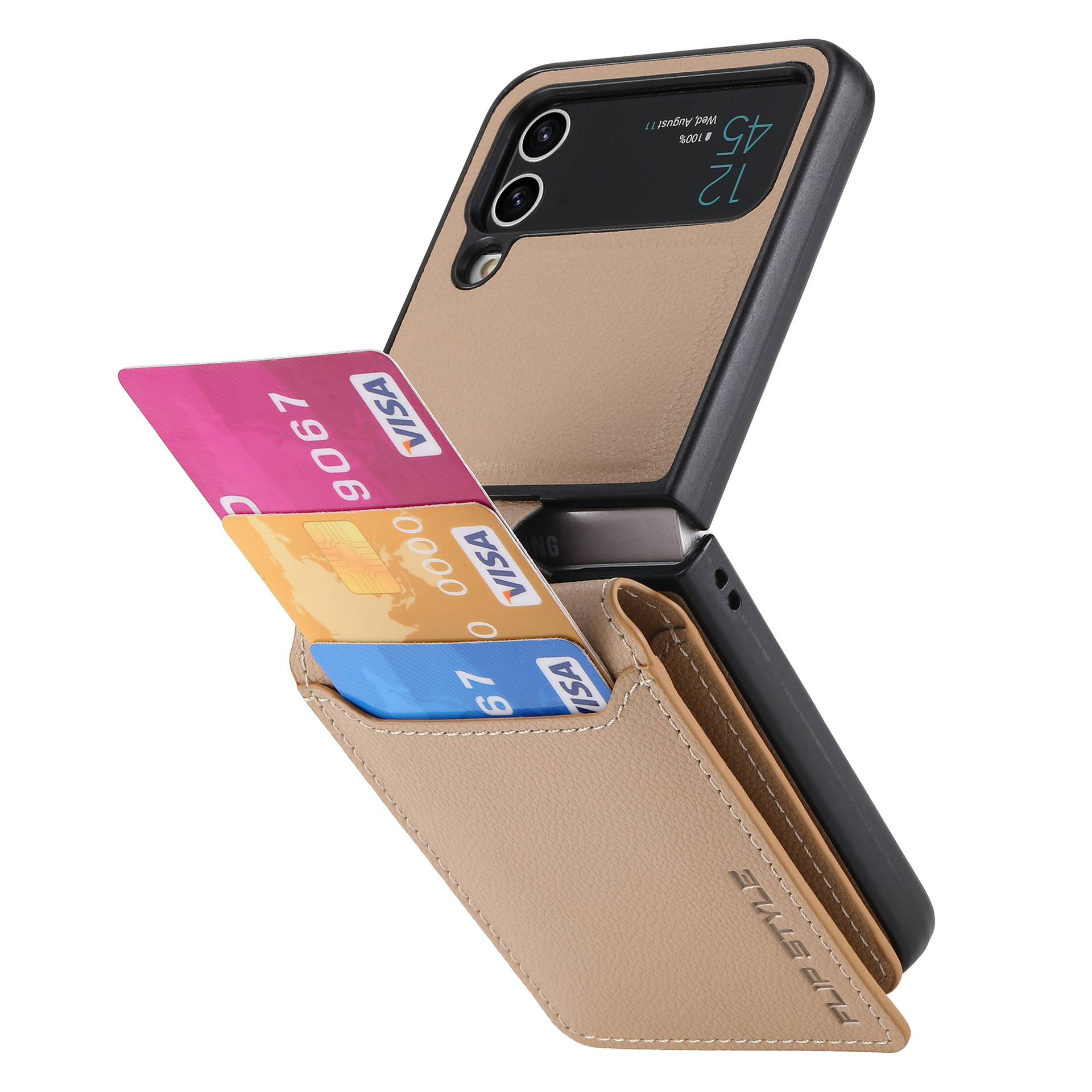Compatible with Samsung Z Flip 8/7 phone case, 6/5 ring card holder, 4/3 folding screen, drop-proof protective case