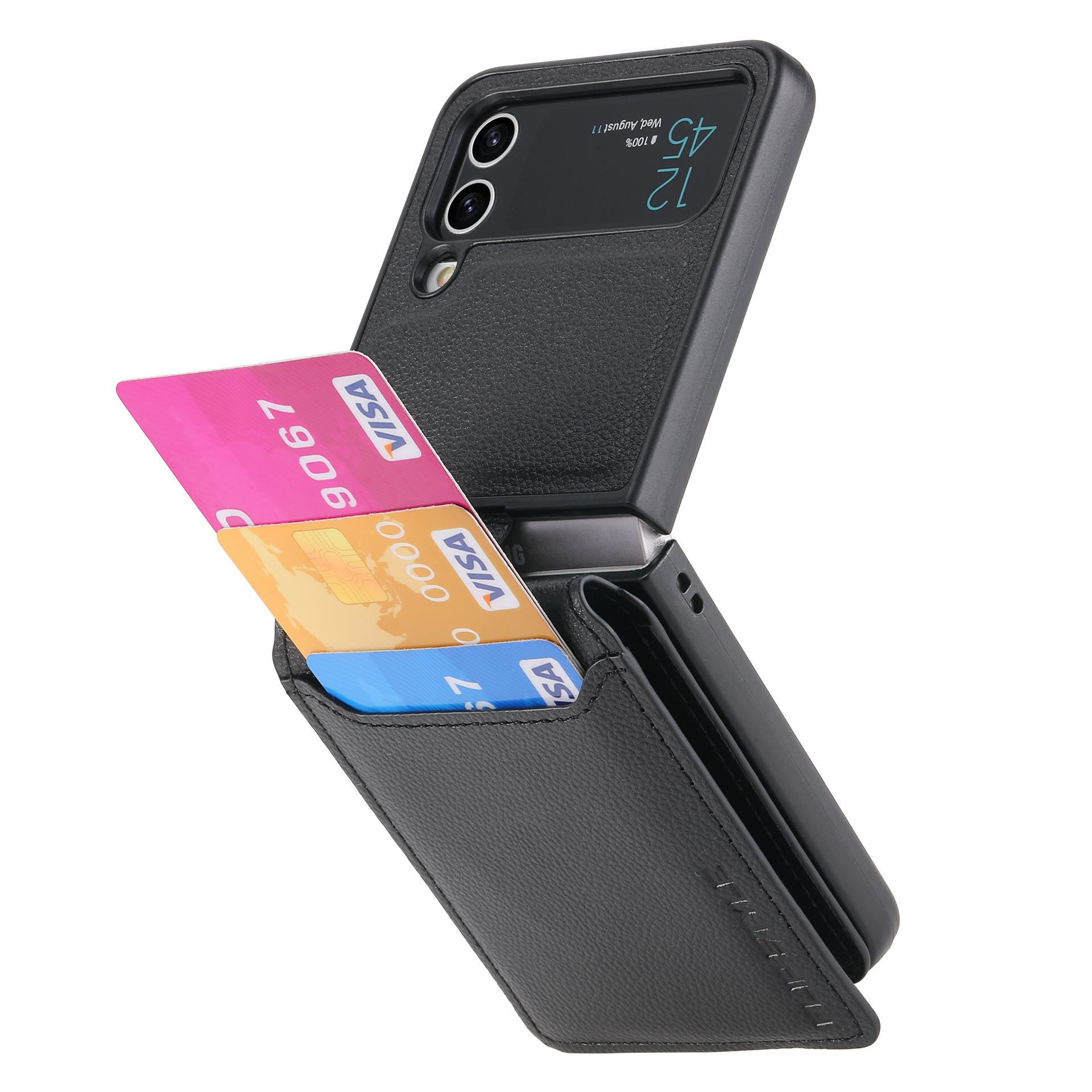 Compatible with Samsung Z Flip 8/7 phone case, 6/5 ring card holder, 4/3 folding screen, drop-proof protective case