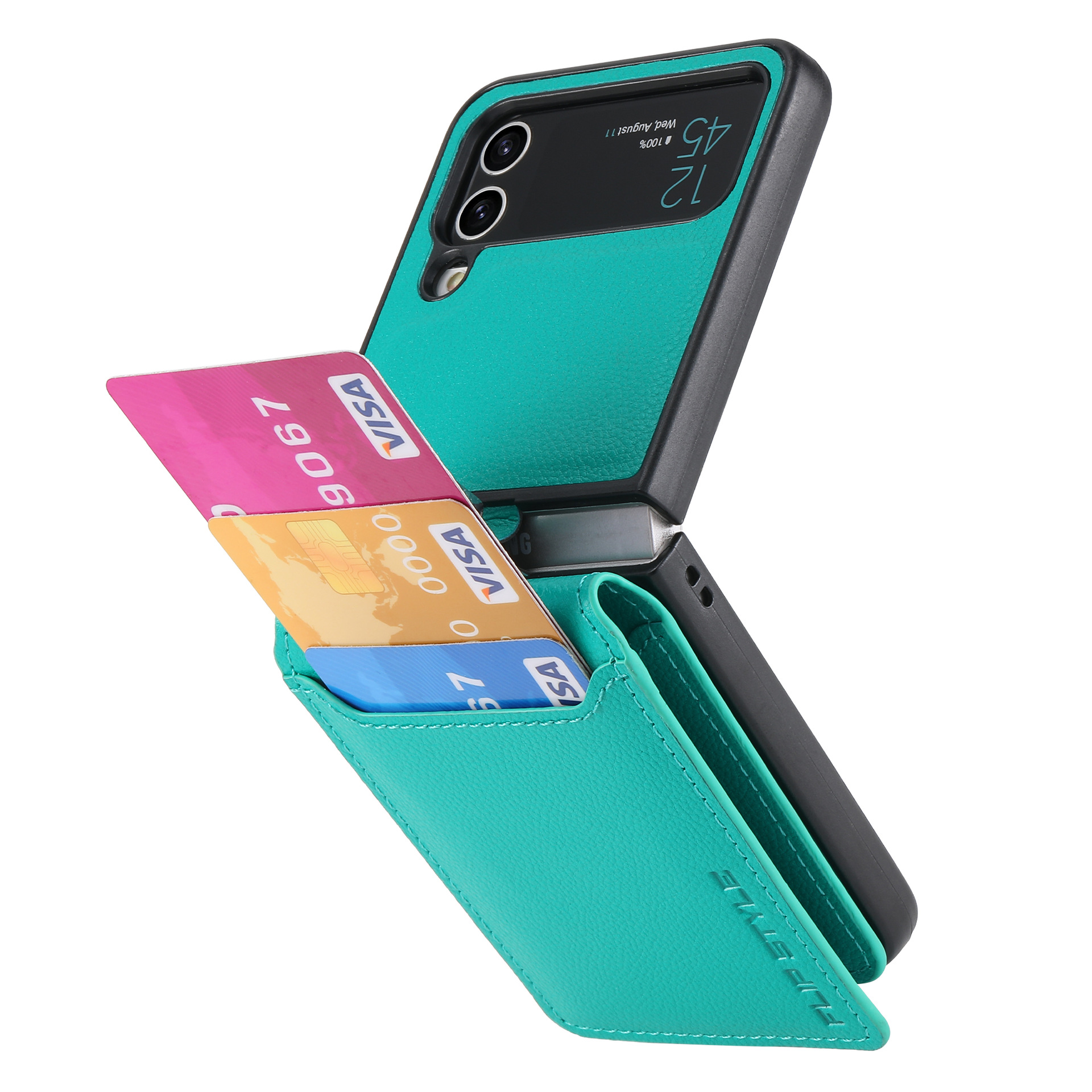 Compatible with Samsung Z Flip 8/7 phone case, 6/5 ring card holder, 4/3 folding screen, drop-proof protective case