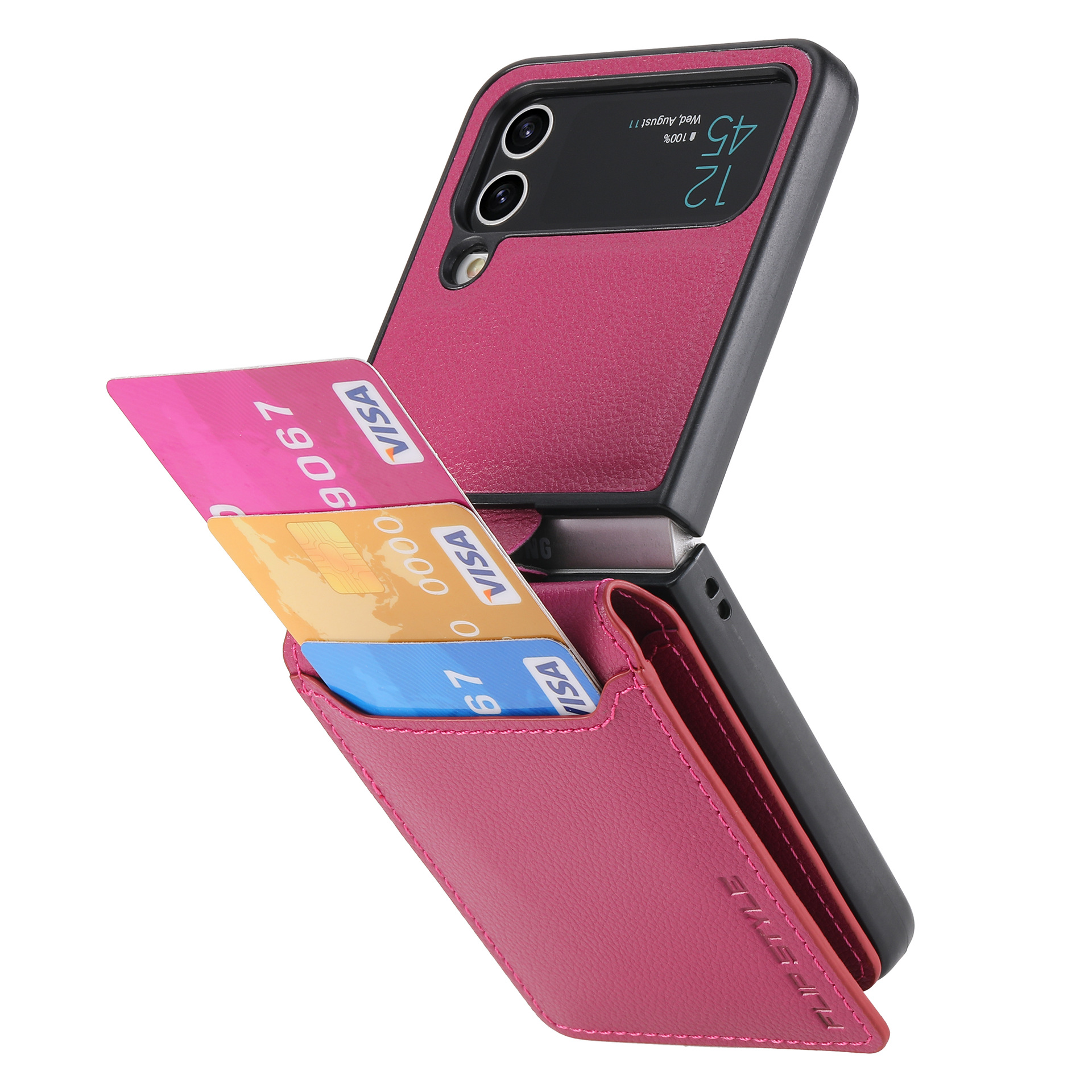 Compatible with Samsung Z Flip 8/7 phone case, 6/5 ring card holder, 4/3 folding screen, drop-proof protective case