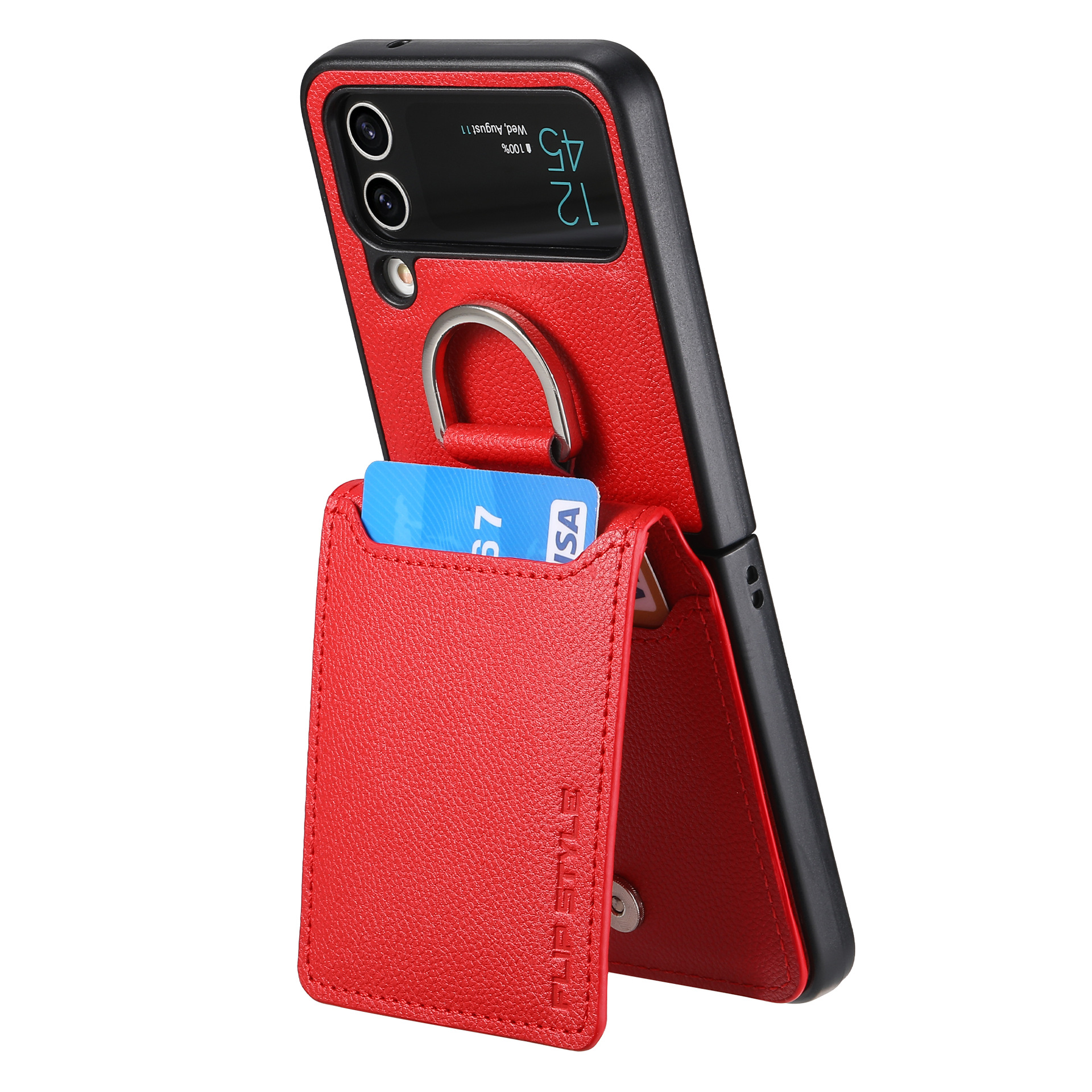 Compatible with Samsung Z Flip 8/7 phone case, 6/5 ring card holder, 4/3 folding screen, drop-proof protective case