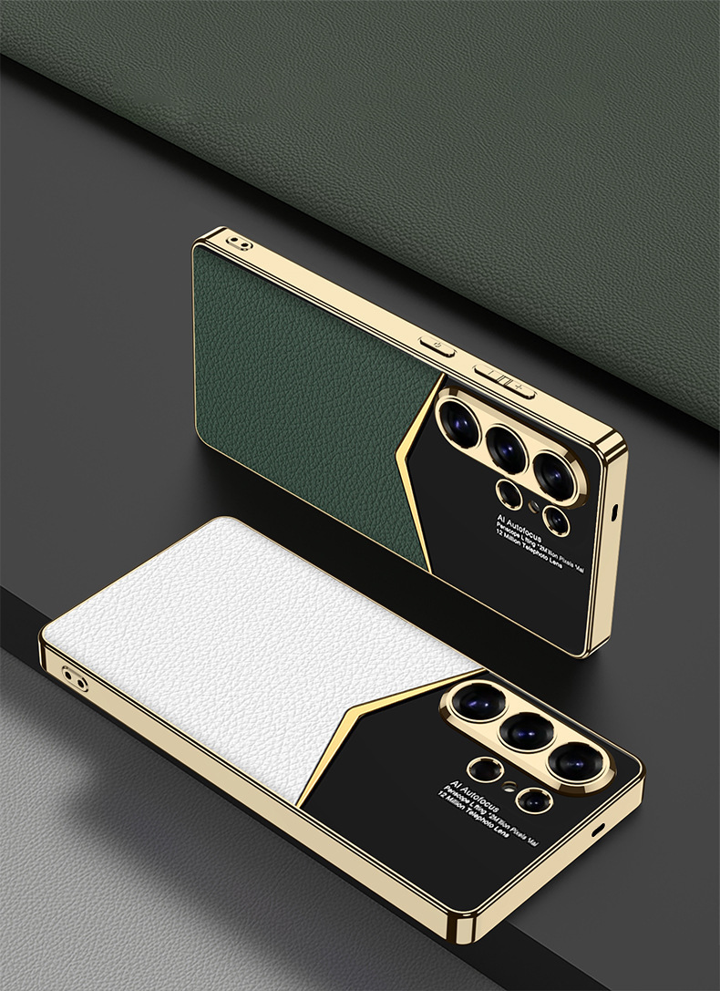 Compatible with Samsung S26 Ultra phone case, S25/24 Ultra electroplated vegan leather, S23U full-coverage shockproof protective case