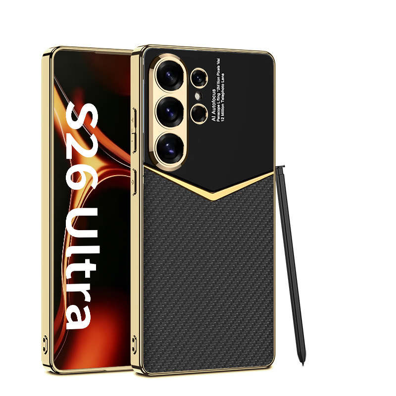 Compatible with Samsung S26 Ultra phone case, S25/24 Ultra electroplated vegan leather, S23U full-coverage shockproof protective case