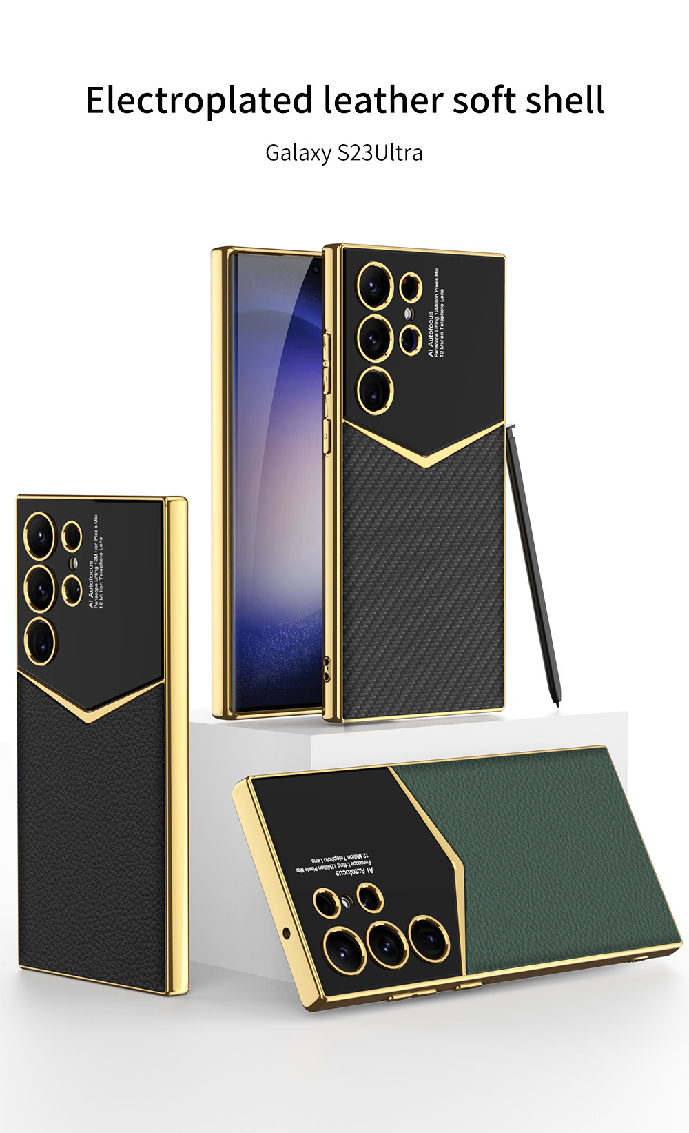 Compatible with Samsung S26 Ultra phone case, S25/24 Ultra electroplated vegan leather, S23U full-coverage shockproof protective case