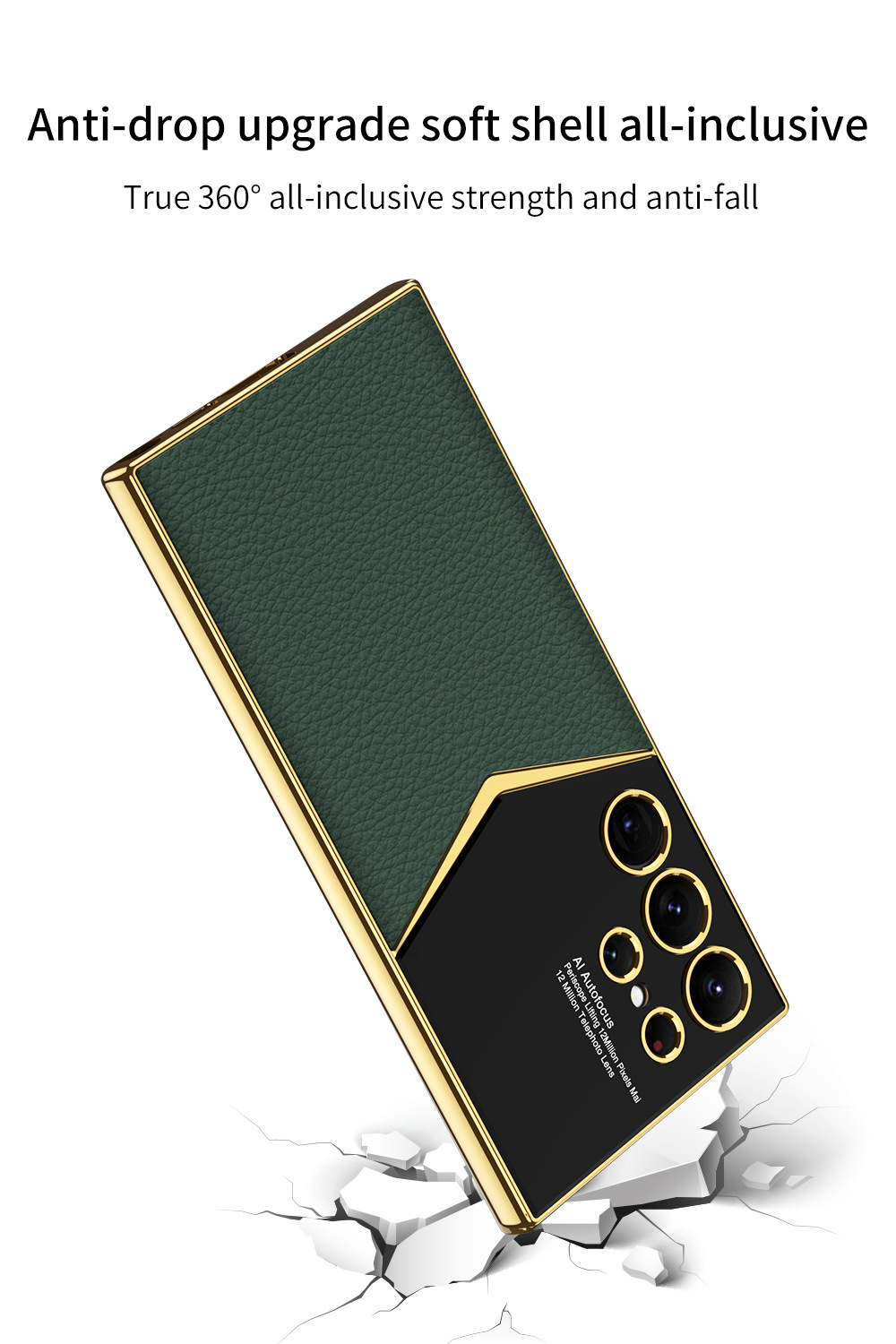 Compatible with Samsung S26 Ultra phone case, S25/24 Ultra electroplated vegan leather, S23U full-coverage shockproof protective case
