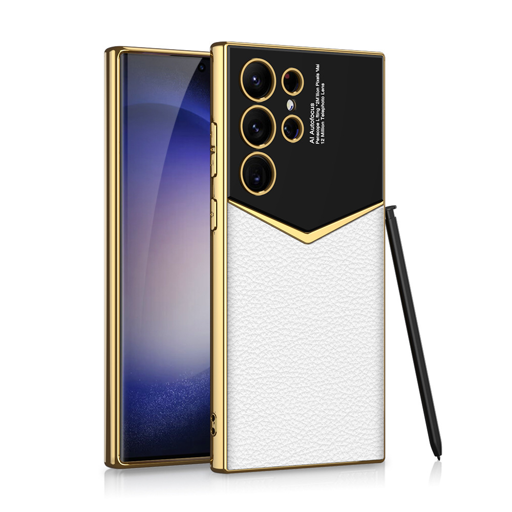 Compatible with Samsung S26 Ultra phone case, S25/24 Ultra electroplated vegan leather, S23U full-coverage shockproof protective case