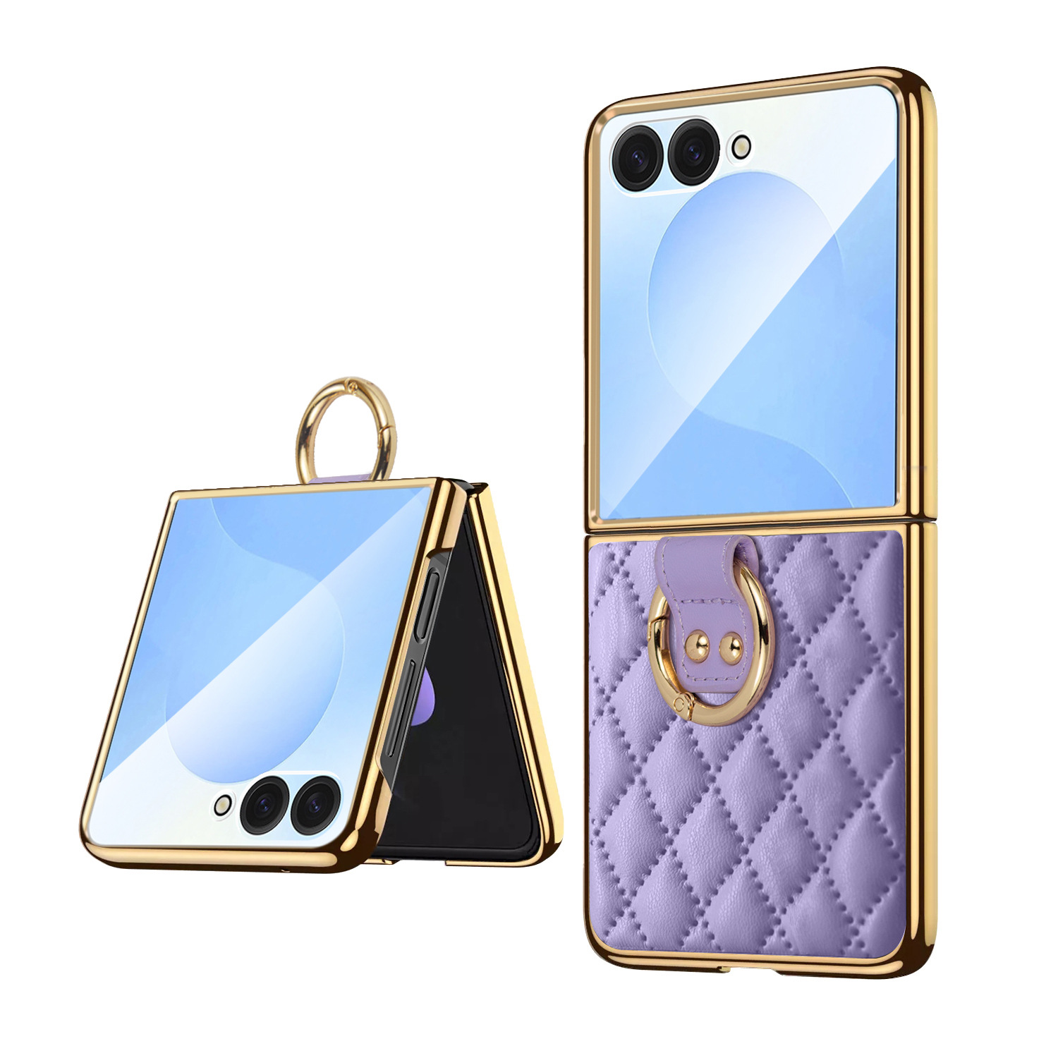 Compatible with Samsung Z Flip 8/7 phone case, 6/5-inch electroplated ring, Chanel-style 4/3-inch folding screen, drop-proof protective case.