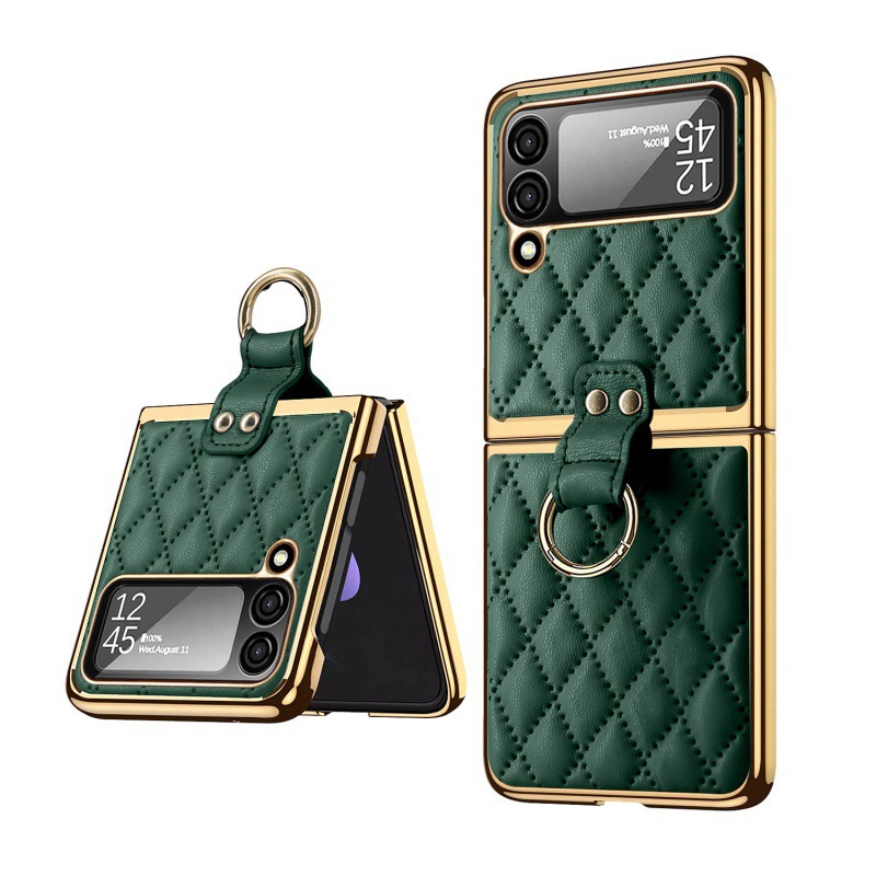 Compatible with Samsung Z Flip 8/7 phone case, 6/5-inch electroplated ring, Chanel-style 4/3-inch folding screen, drop-proof protective case.
