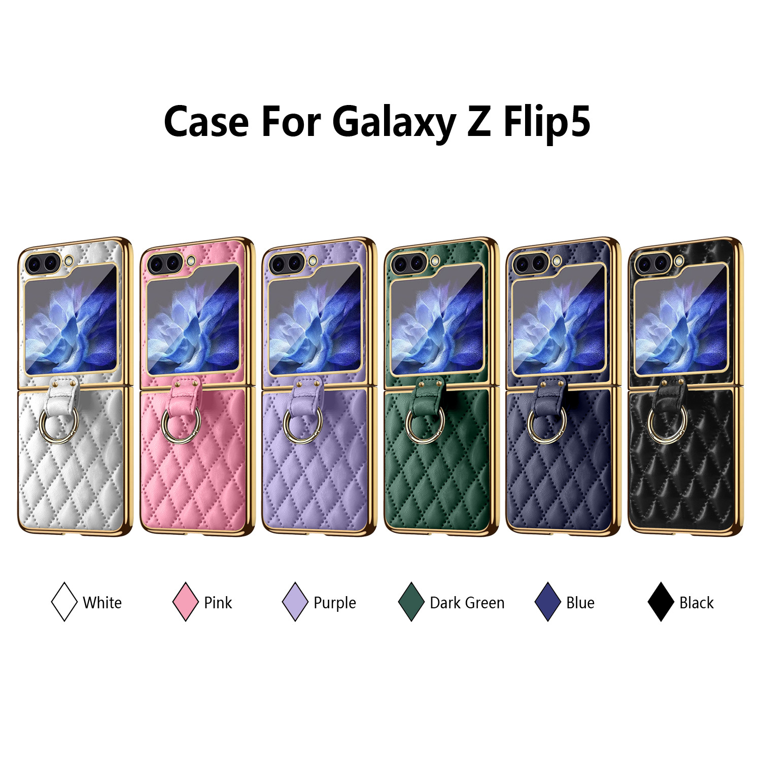 Compatible with Samsung Z Flip 8/7 phone case, 6/5-inch electroplated ring, Chanel-style 4/3-inch folding screen, drop-proof protective case.