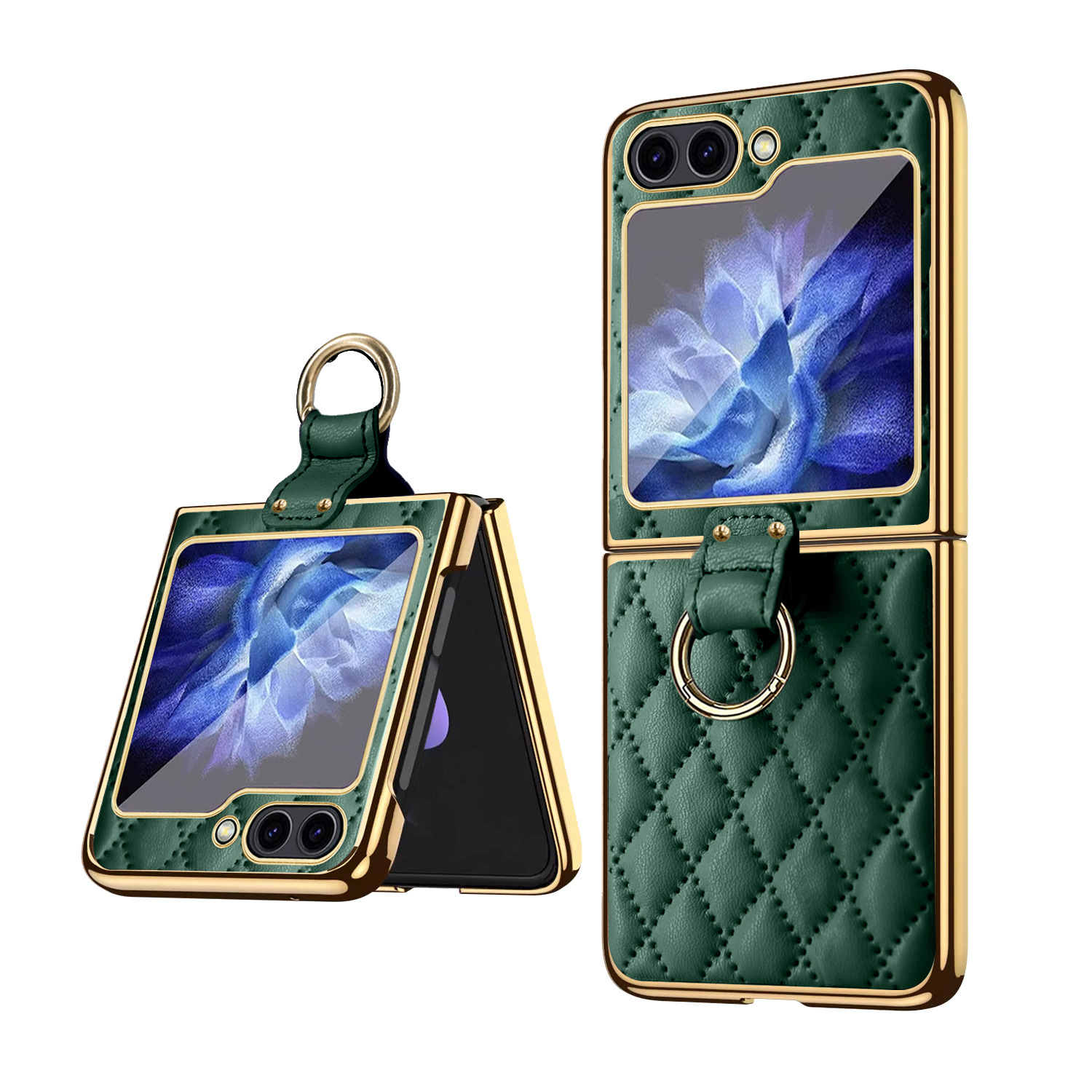 Compatible with Samsung Z Flip 8/7 phone case, 6/5-inch electroplated ring, Chanel-style 4/3-inch folding screen, drop-proof protective case.